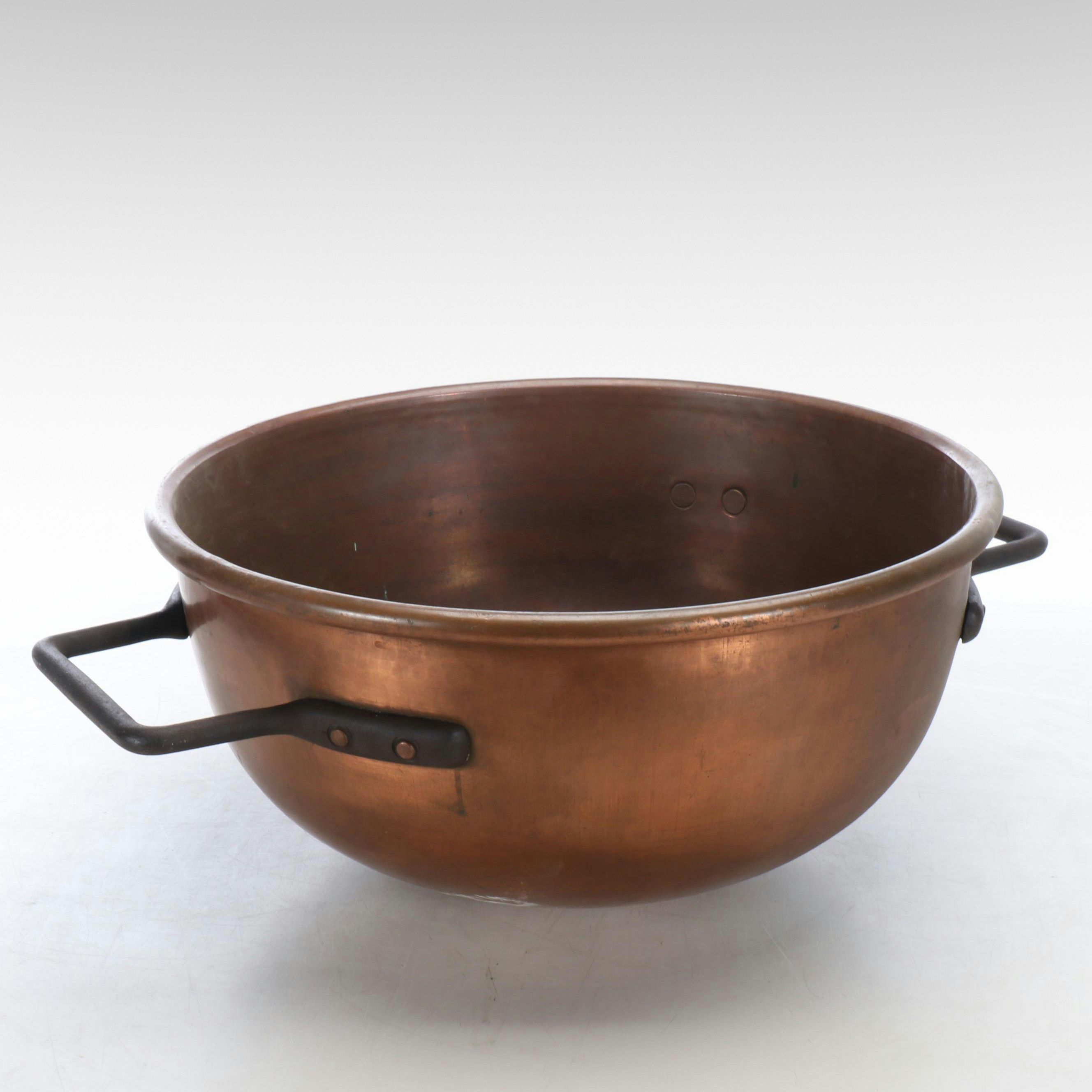 French Style Copper Plated Jam Pot with Iron Handles, 20th Century