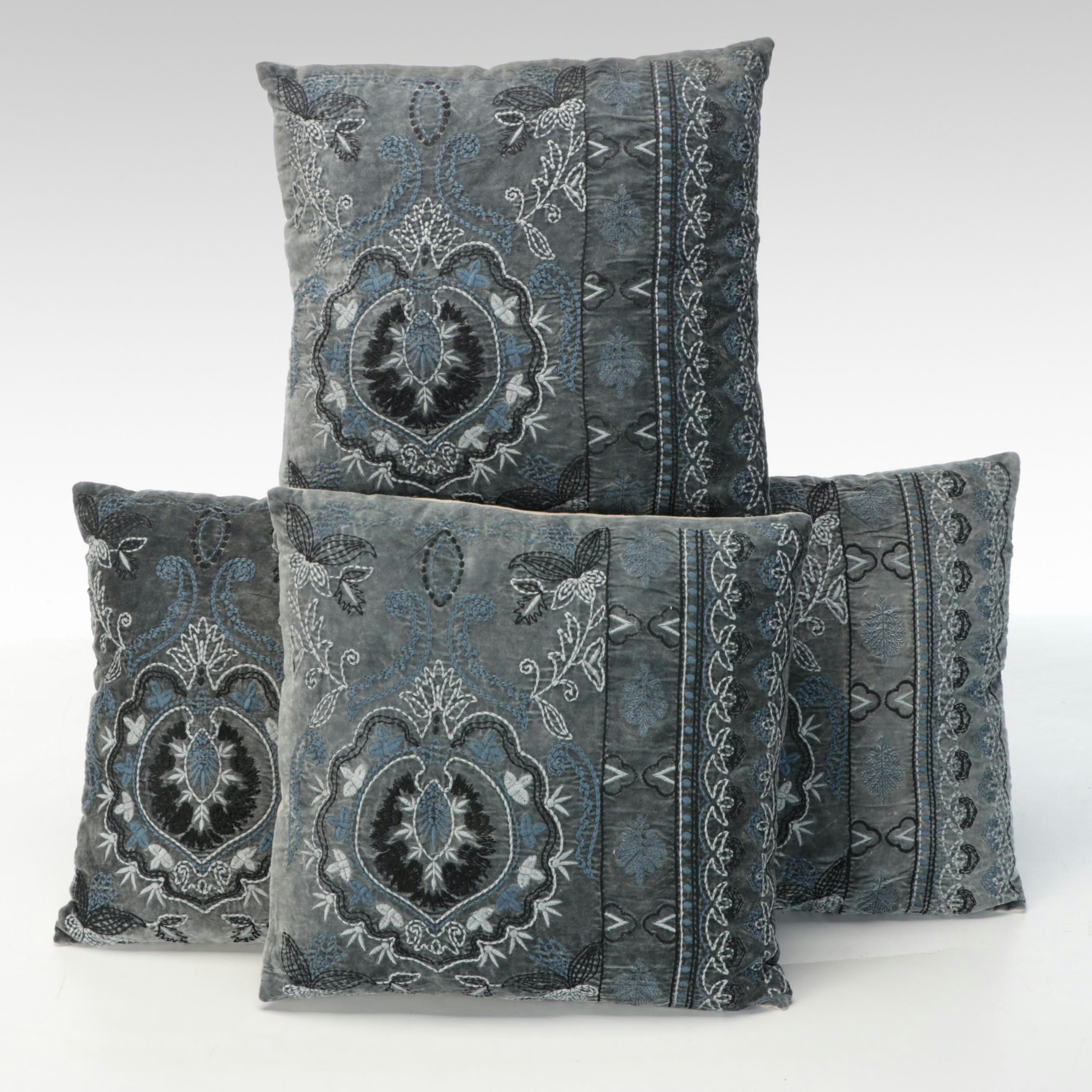 Blue Ocean Traders Embroidered Cotton Blend Accent Pillows