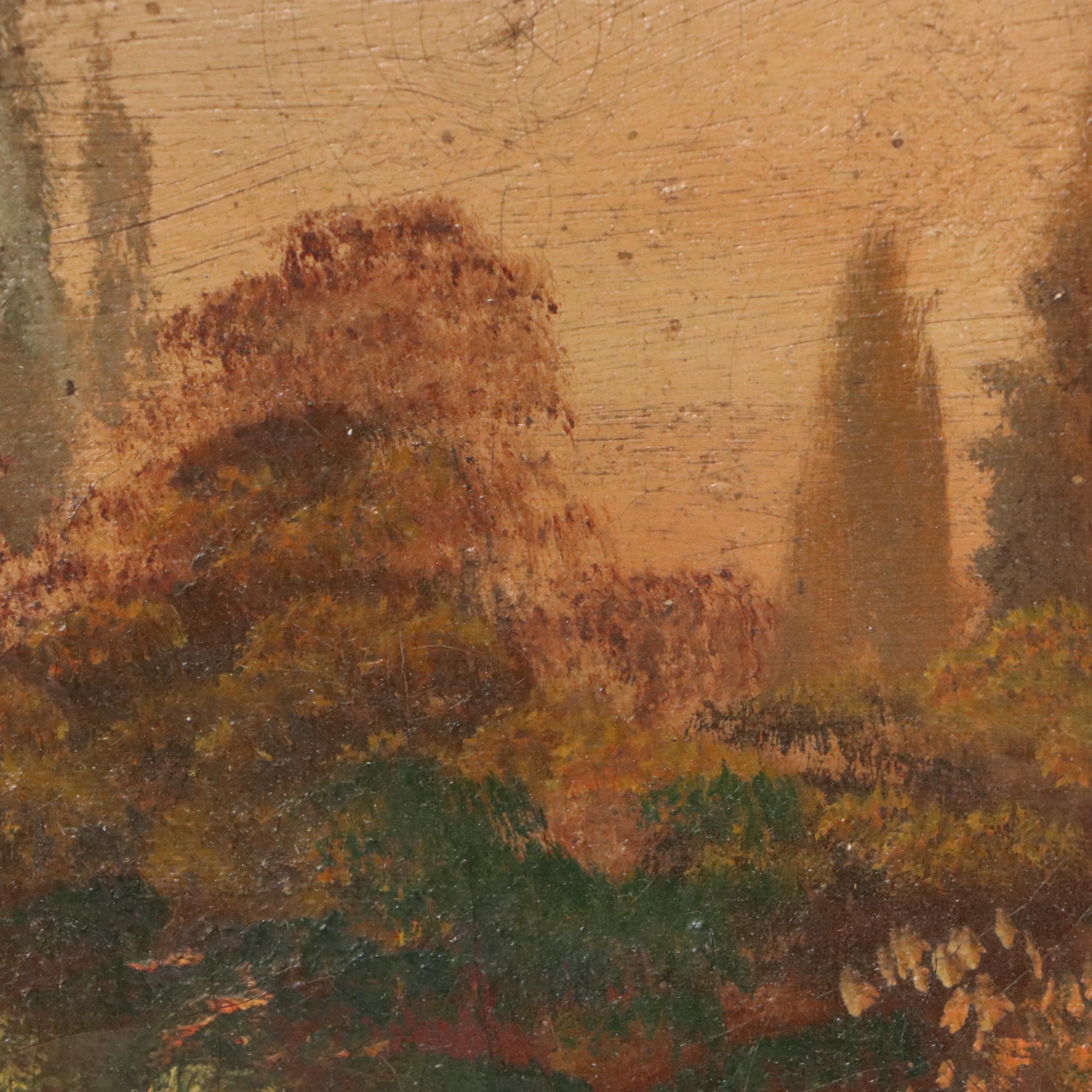 European Oil Painting of Port Scene, 19th Century