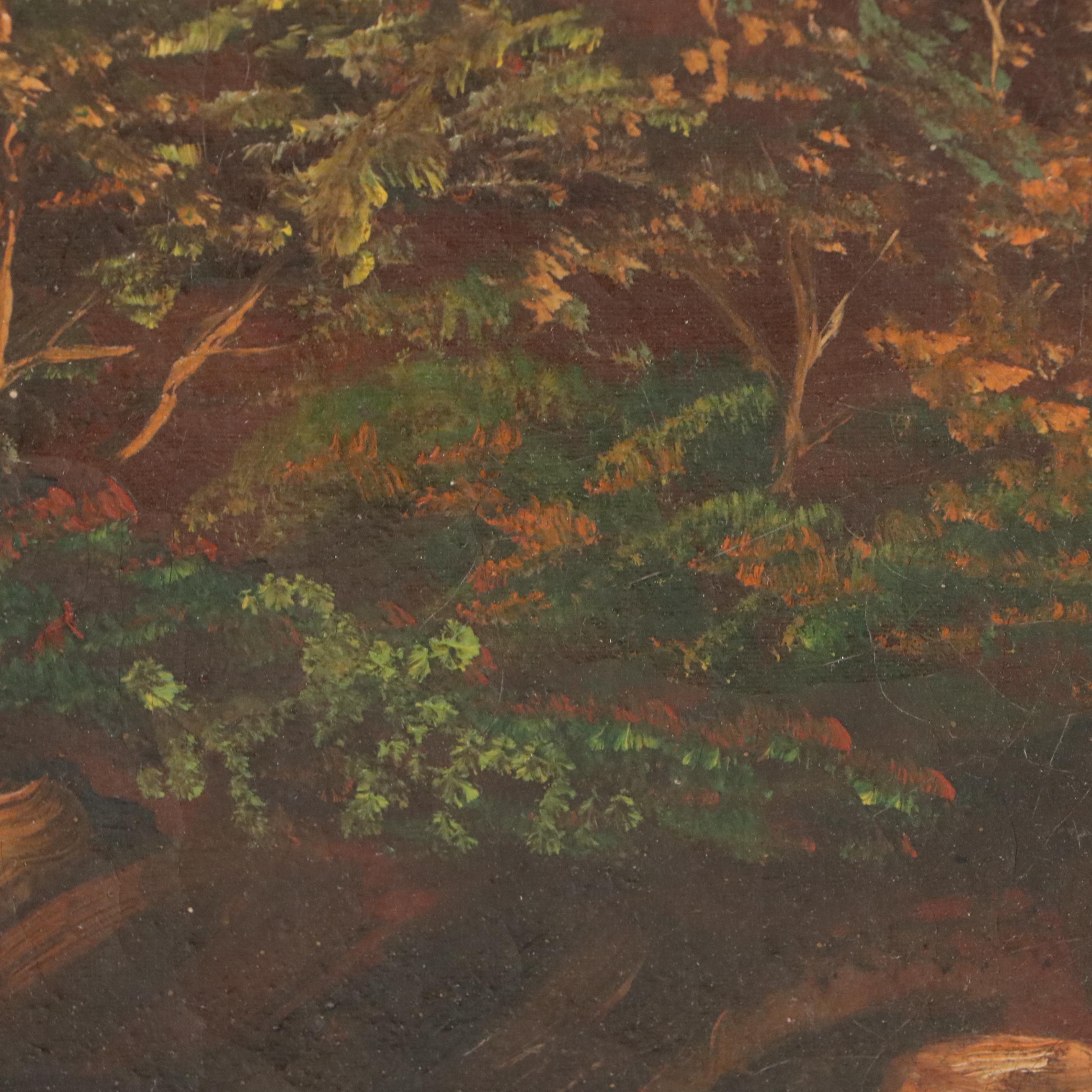 European Oil Painting of Port Scene, 19th Century