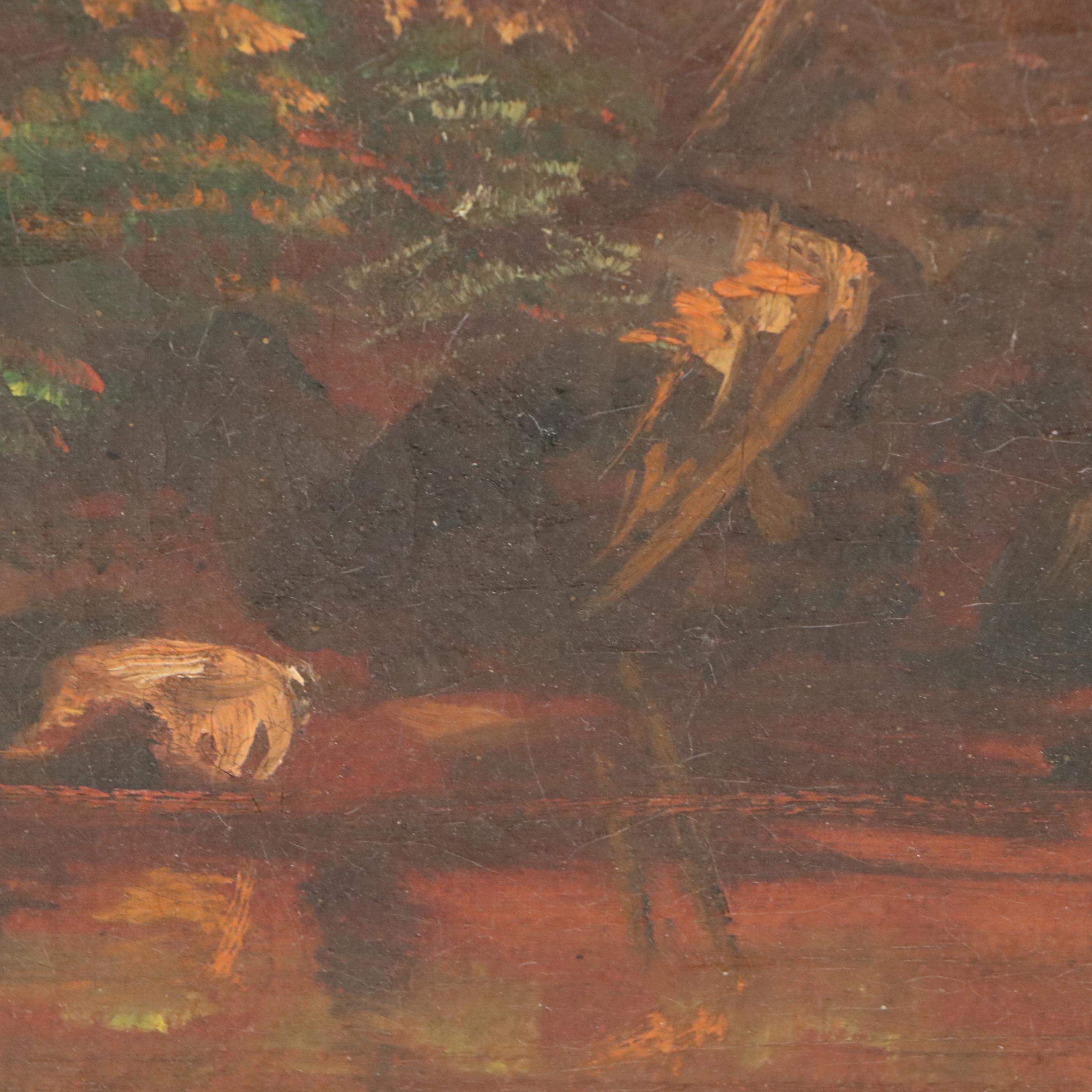 European Oil Painting of Port Scene, 19th Century