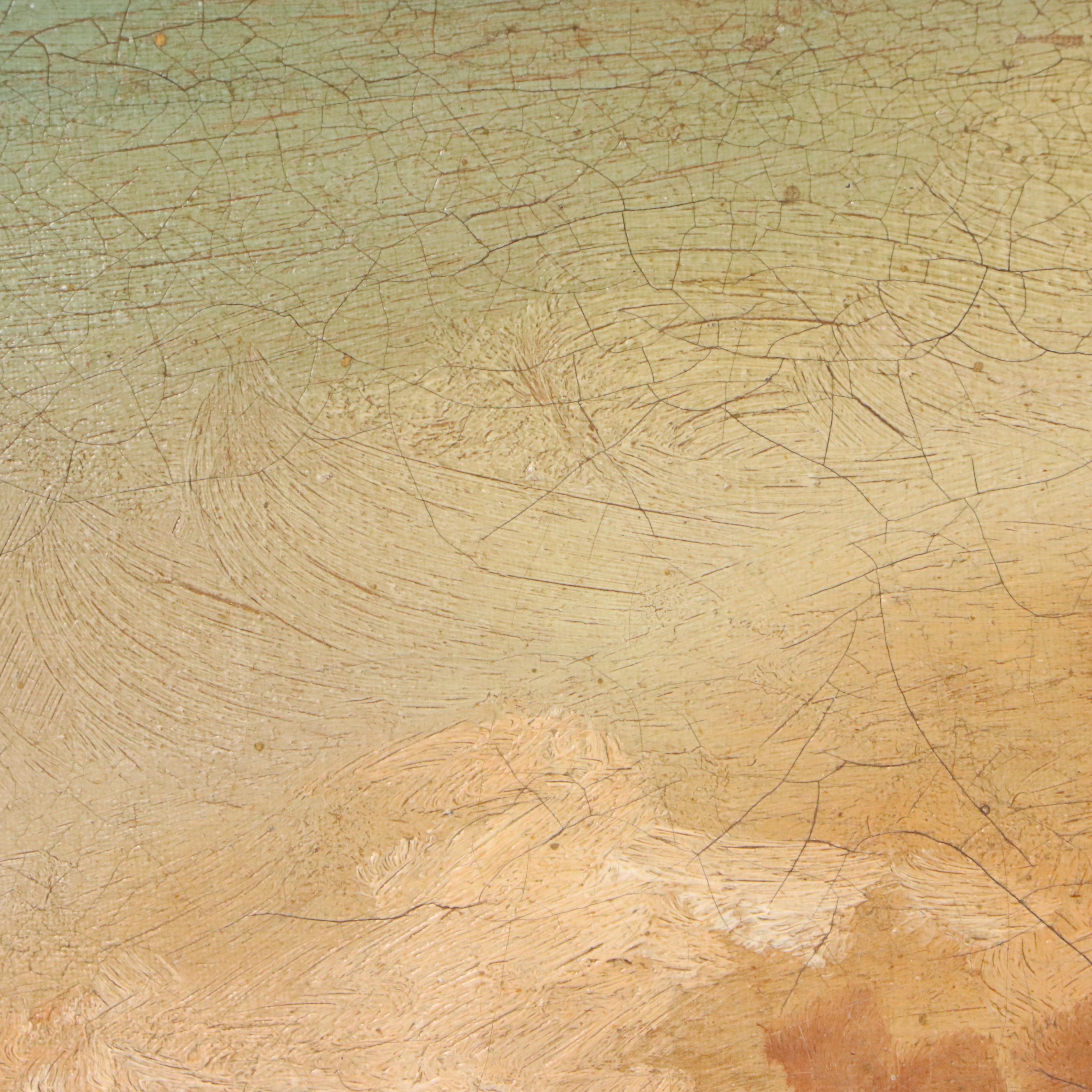 European Oil Painting of Port Scene, 19th Century