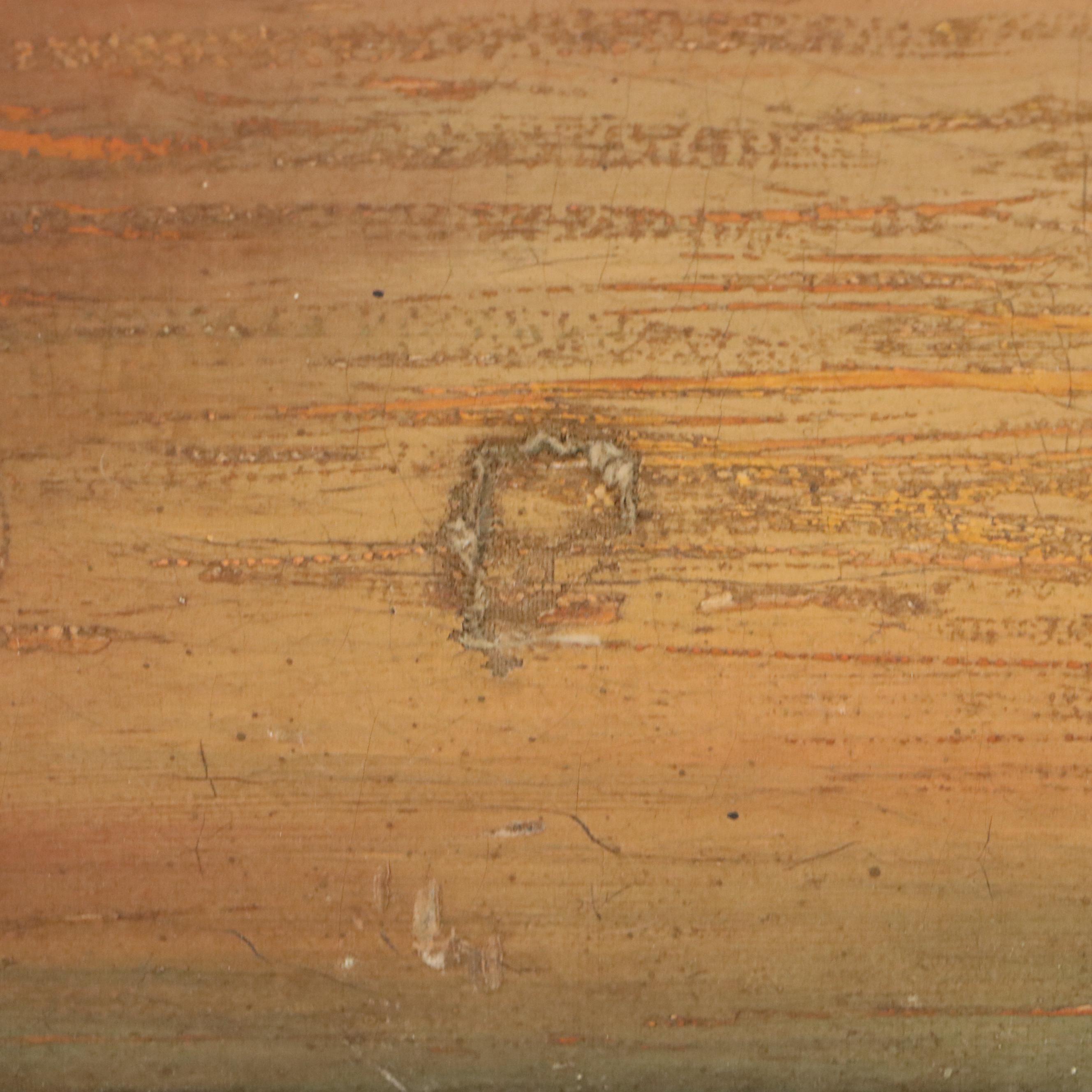 European Oil Painting of Port Scene, 19th Century