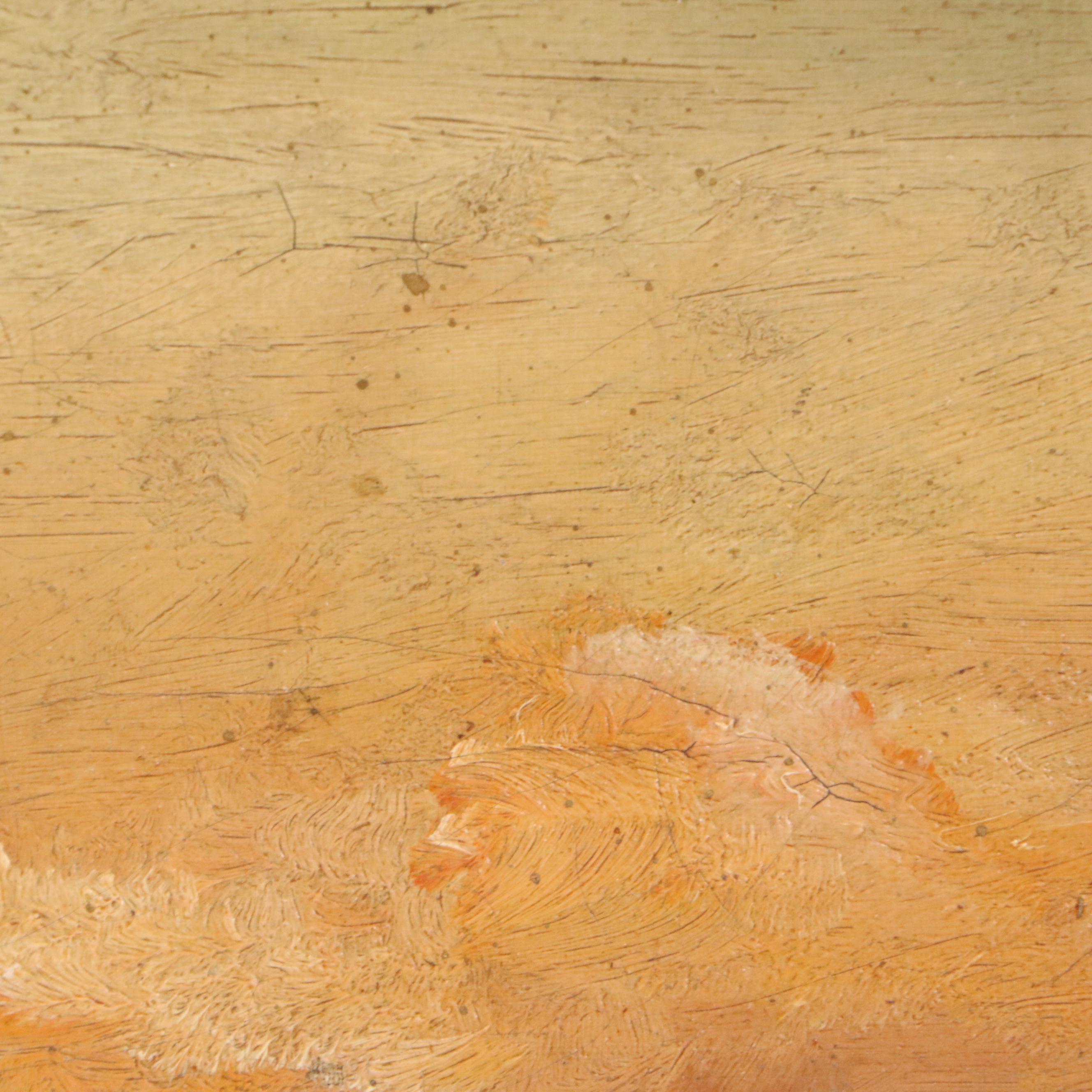 European Oil Painting of Port Scene, 19th Century