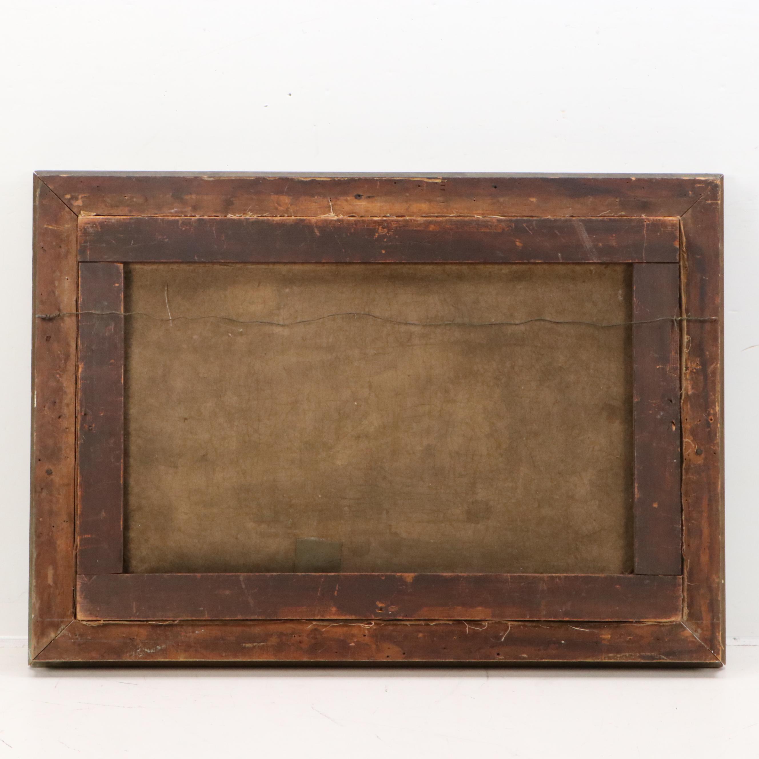 European Oil Painting of Port Scene, 19th Century