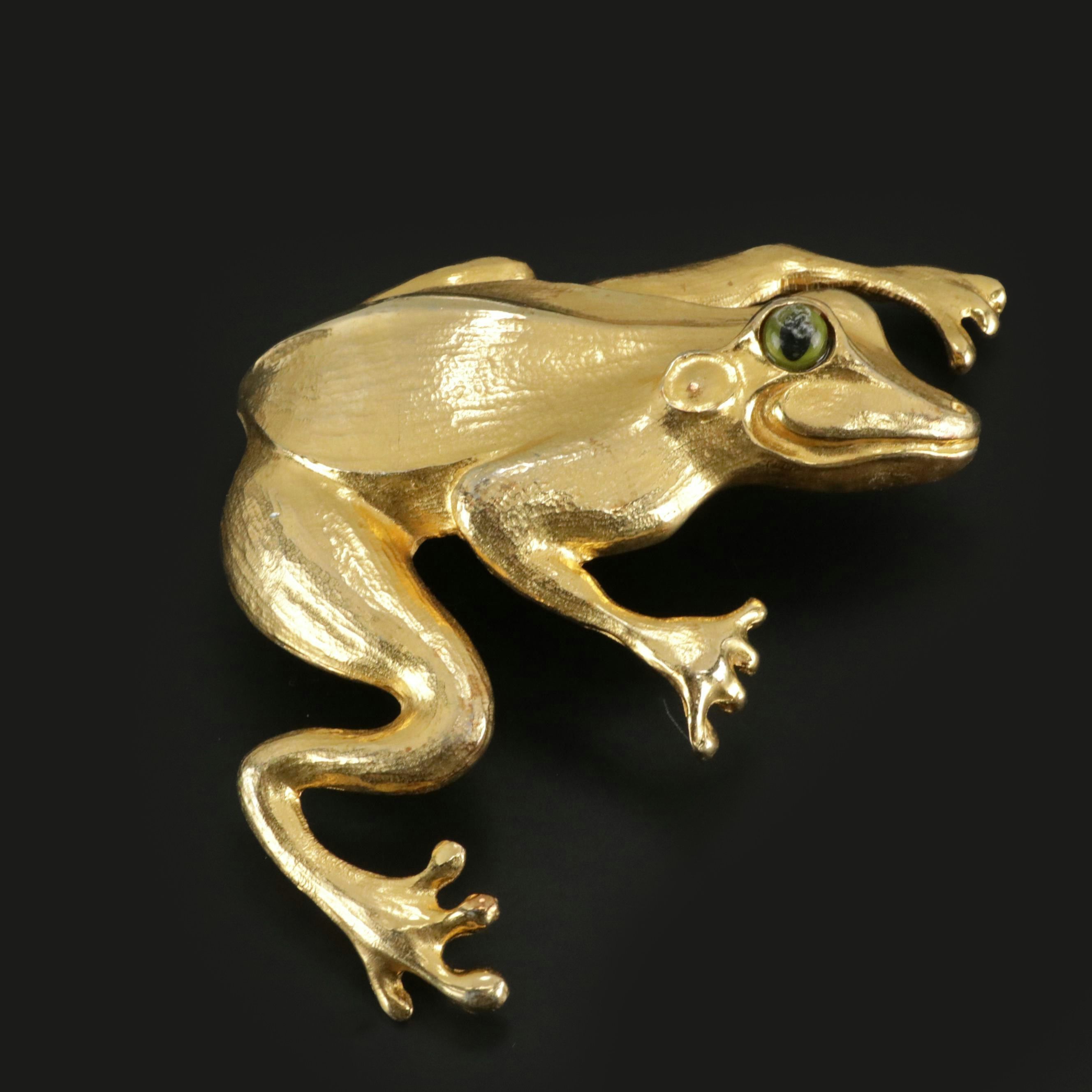 Christopher Ross Gold Plated Sculptural Frog Belt Buckle, 1991