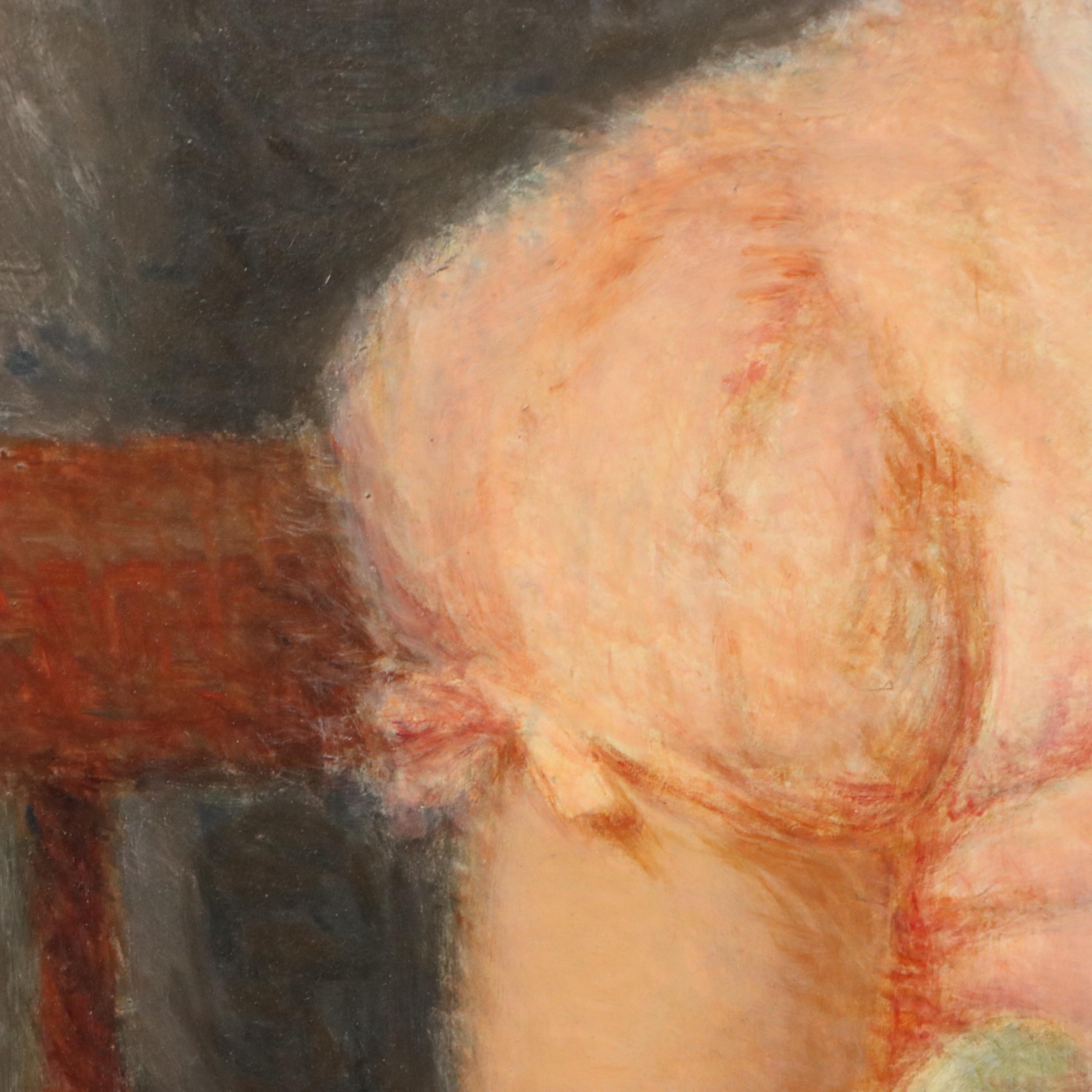 Rolf Stoll Portrait Oil Painting of Seated Young Girl with Toy "Sheila"