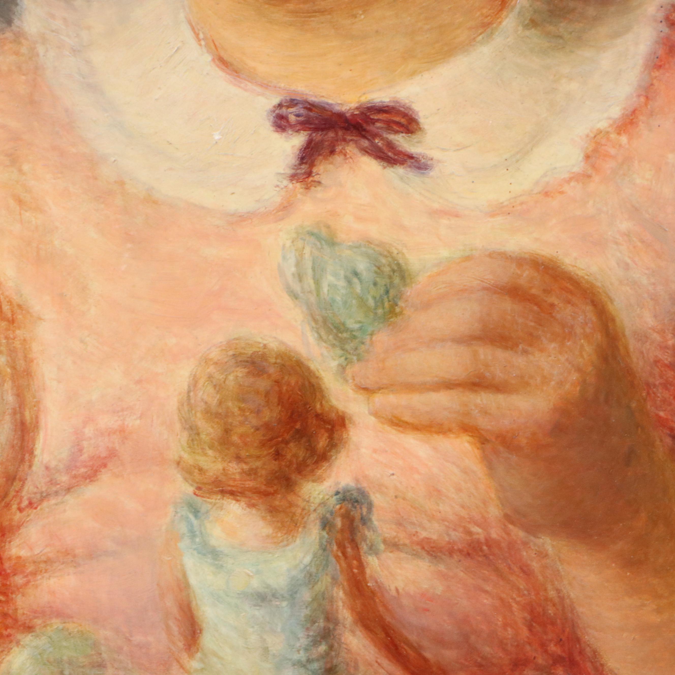 Rolf Stoll Portrait Oil Painting of Seated Young Girl with Toy "Sheila"