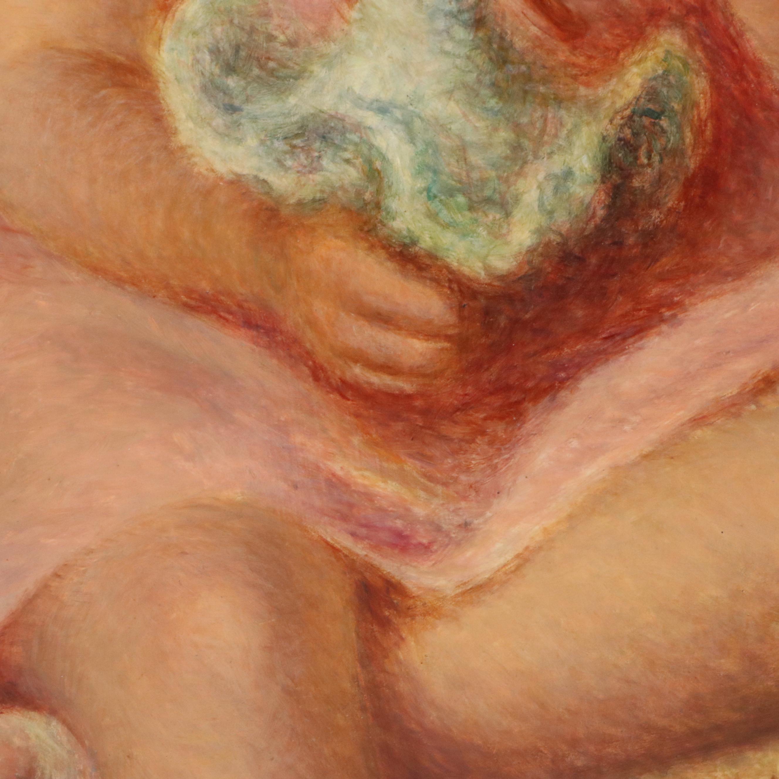 Rolf Stoll Portrait Oil Painting of Seated Young Girl with Toy "Sheila"