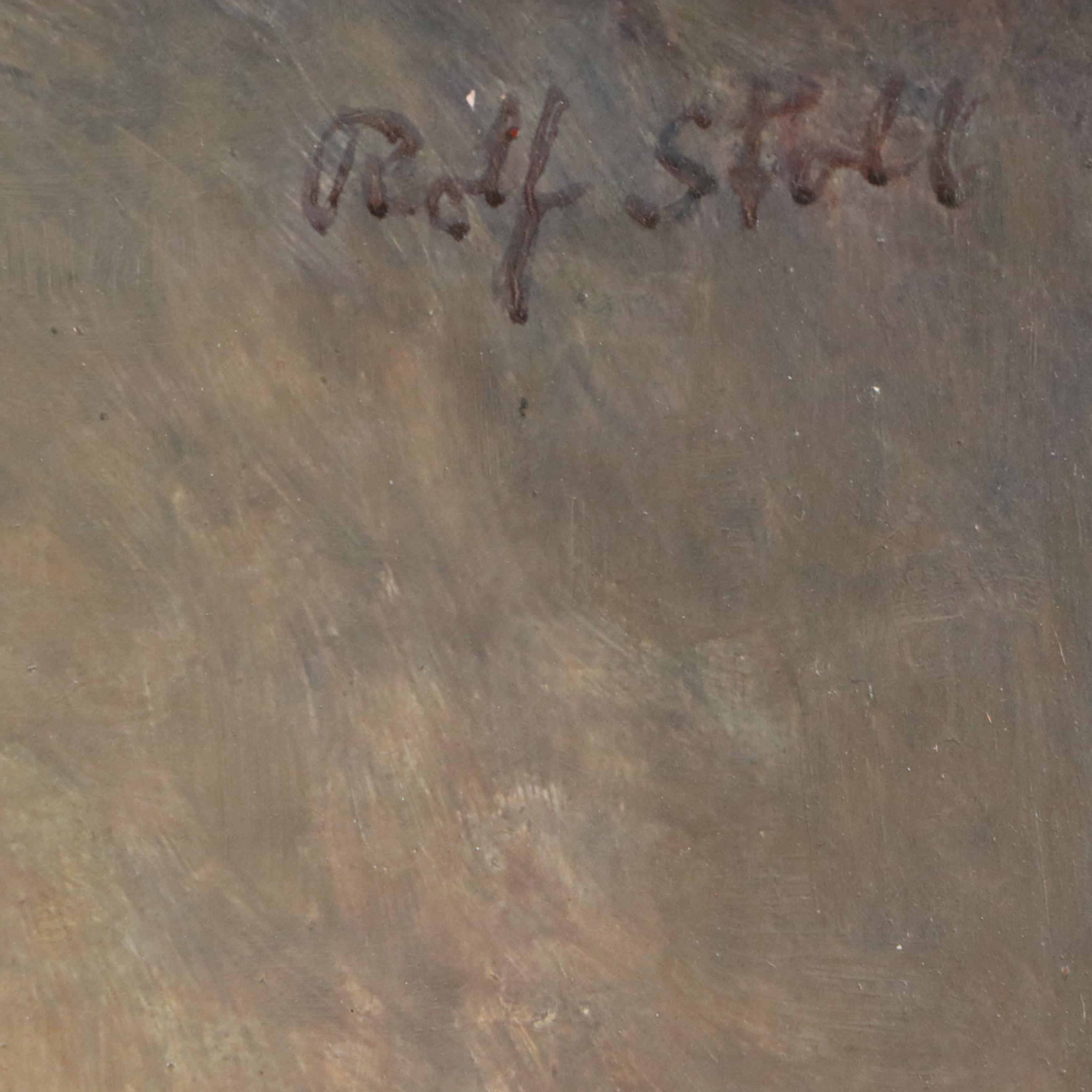 Rolf Stoll Portrait Oil Painting of Seated Young Girl with Toy "Sheila"