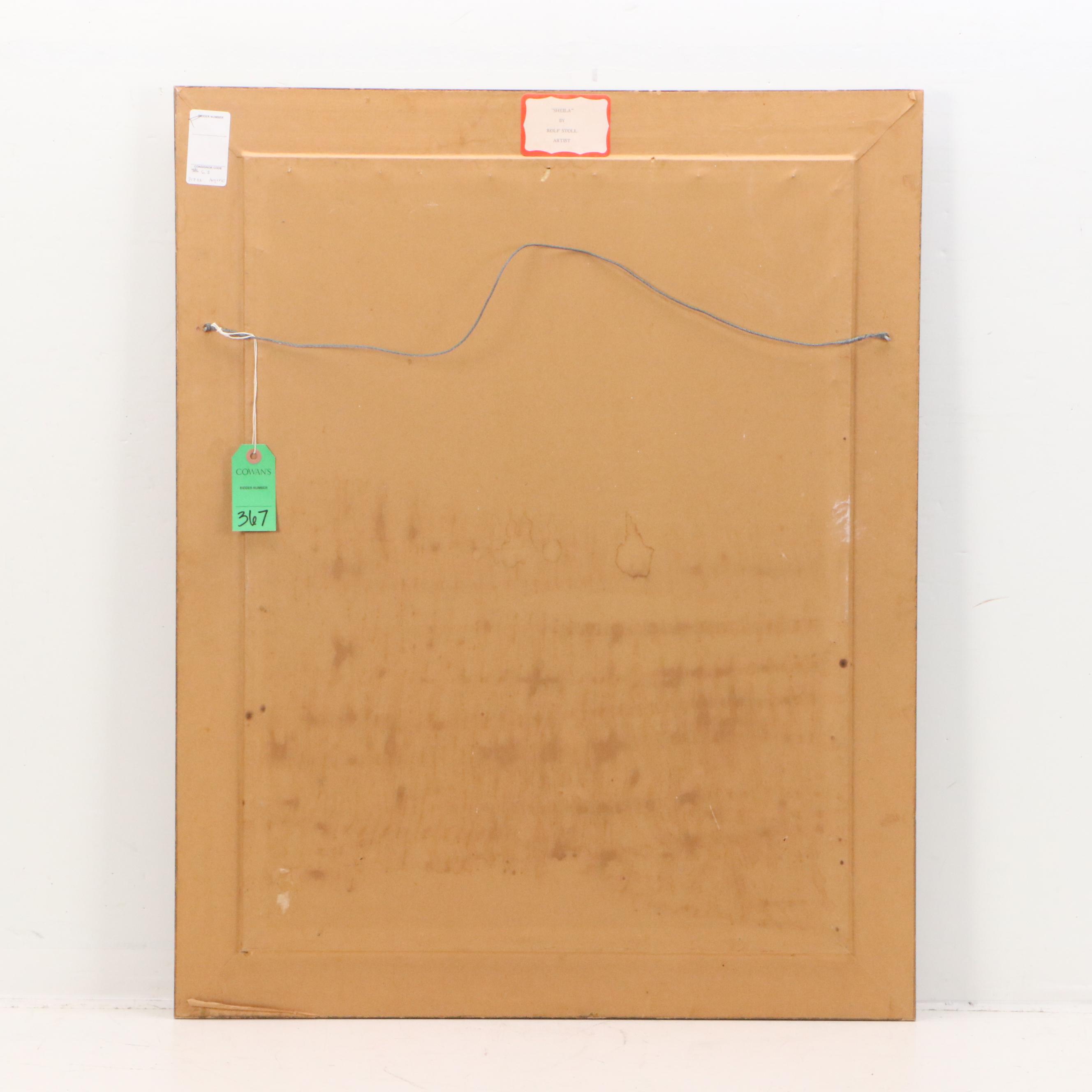 Rolf Stoll Portrait Oil Painting of Seated Young Girl with Toy "Sheila"