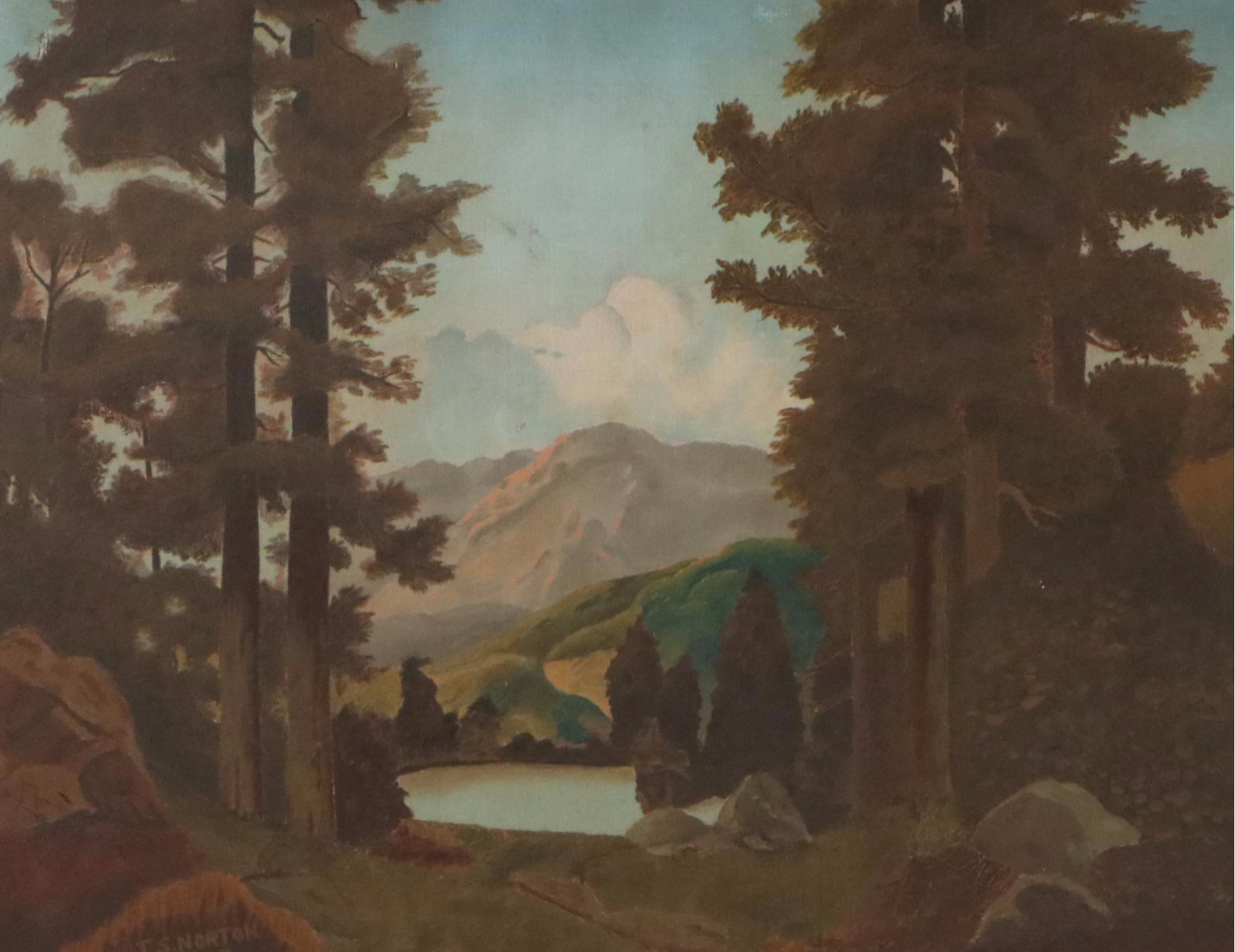 T.S. Norton Forest Landscape Oil Painting, 1949