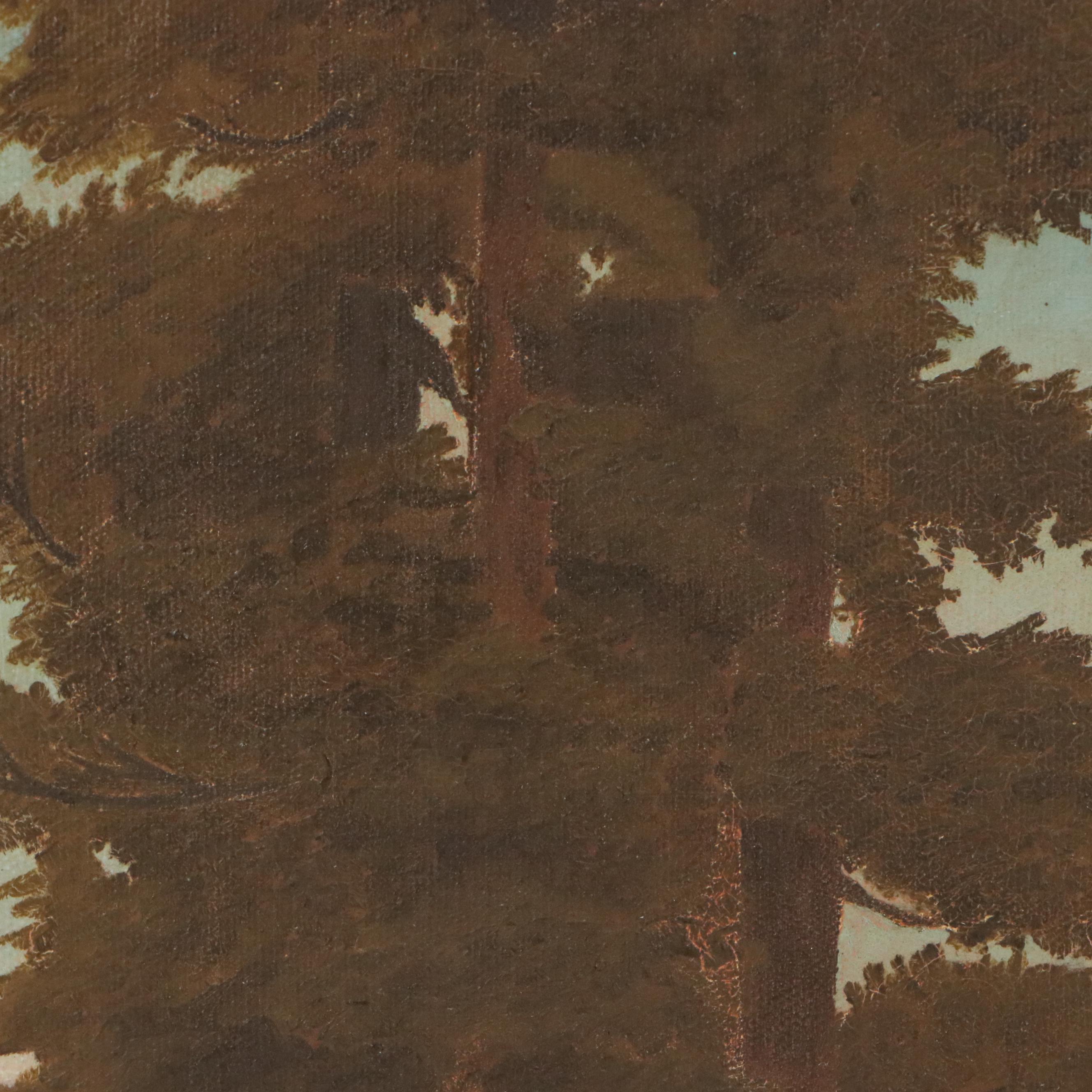 T.S. Norton Forest Landscape Oil Painting, 1949