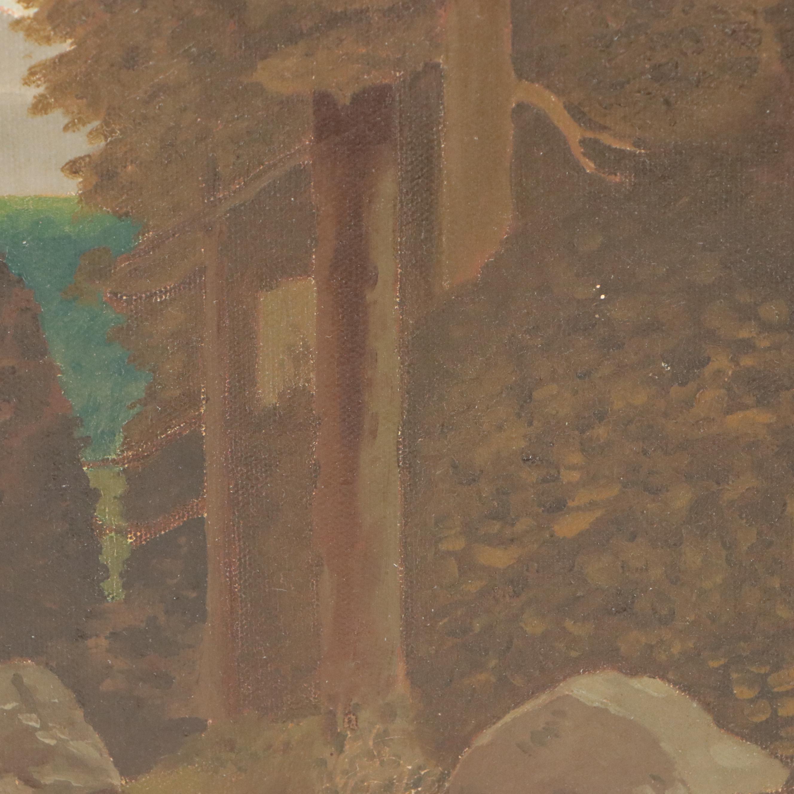 T.S. Norton Forest Landscape Oil Painting, 1949