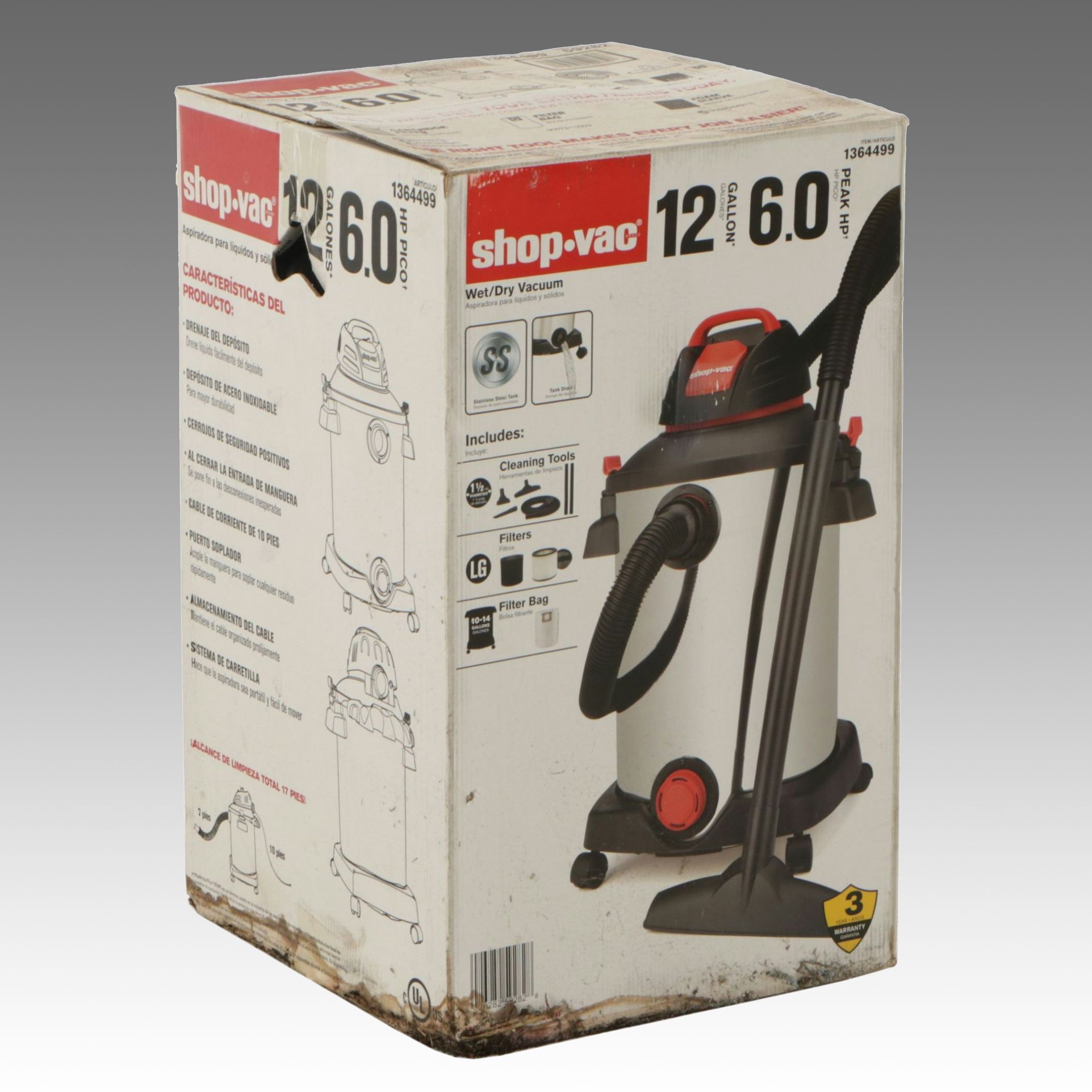 Shop-Vac 12-Gallon 6.0 Peak HP Wet/Dry Vacuum