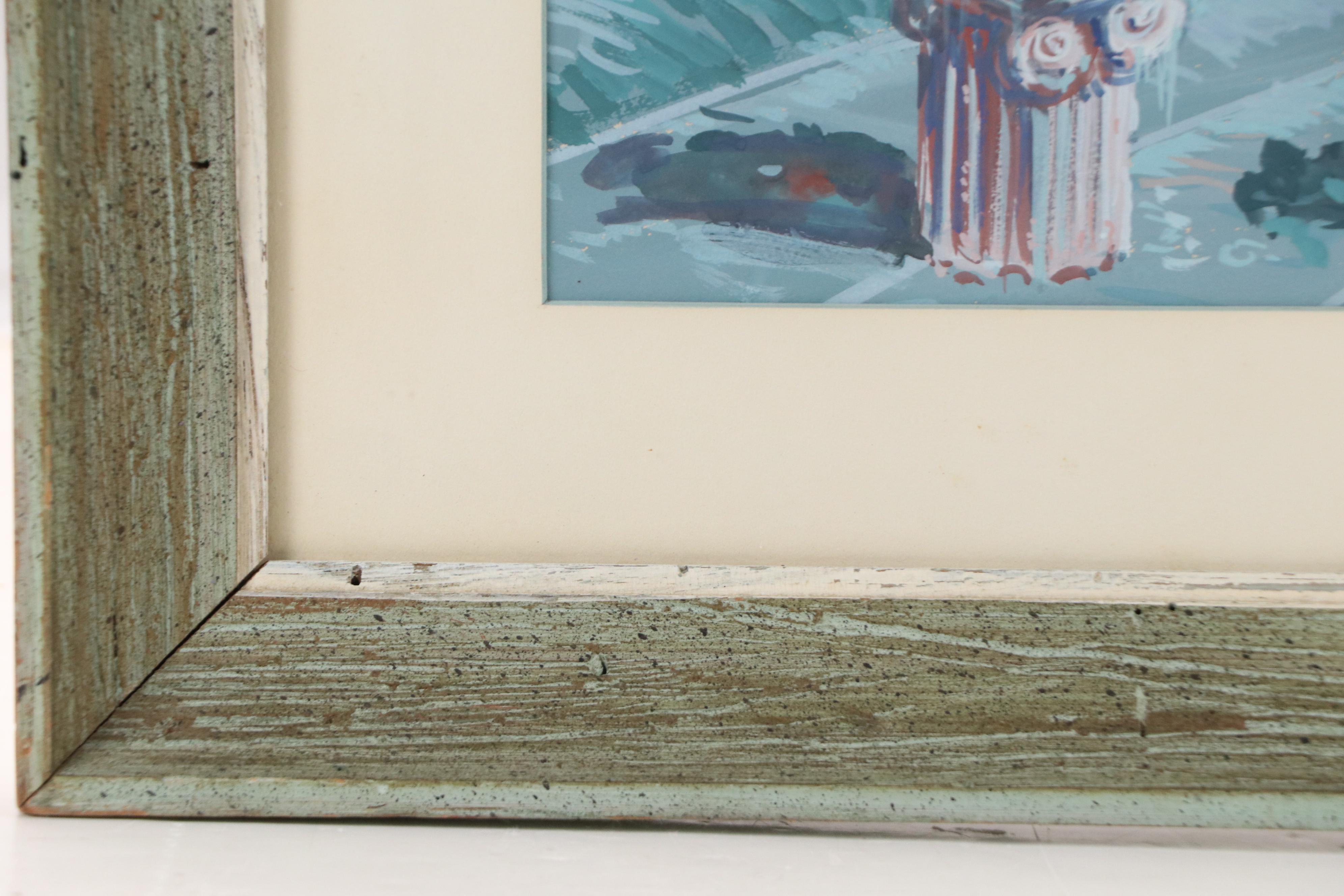 Albert W. Campbell Surrealist Style Watercolor and Goauche Painting