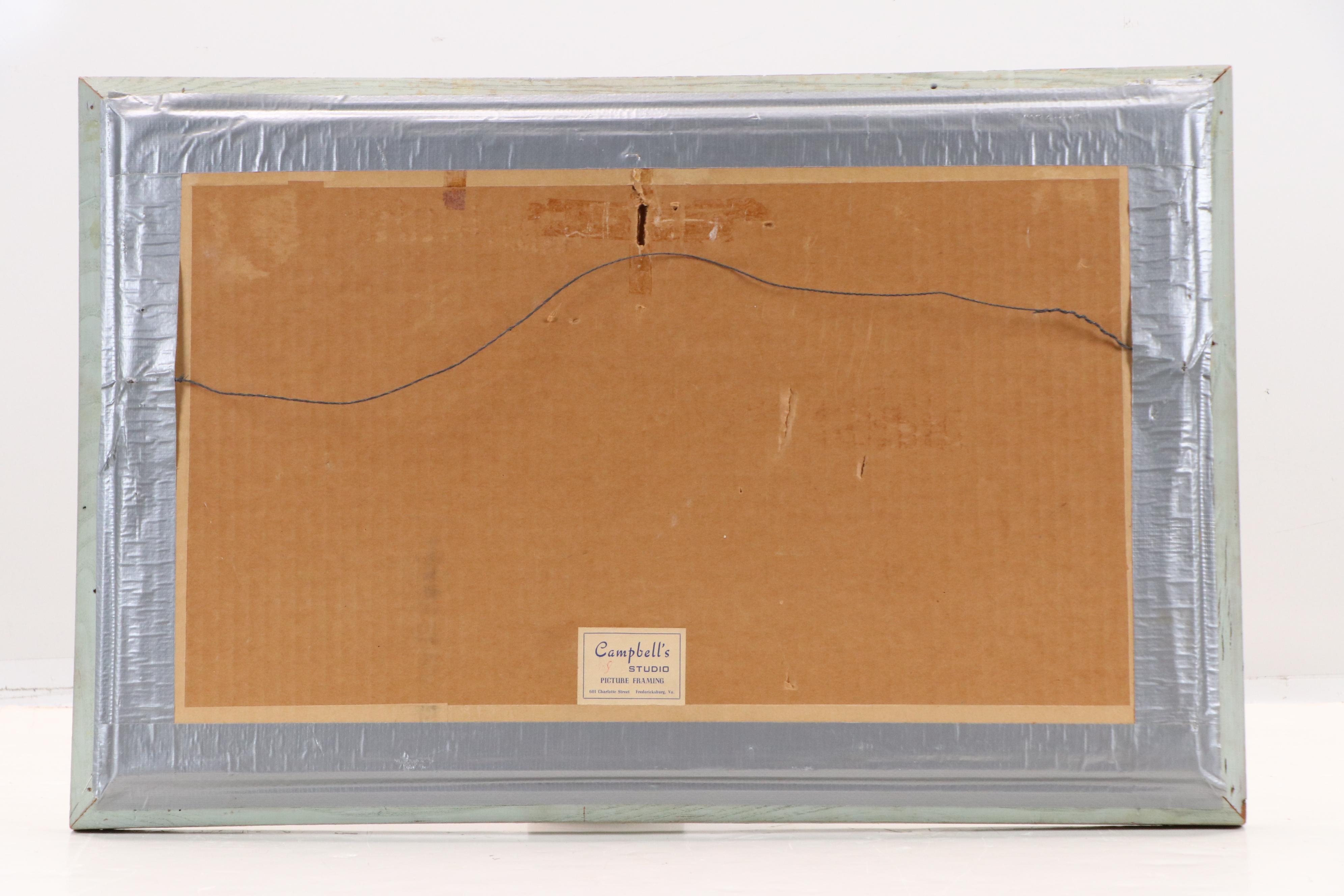 Albert W. Campbell Surrealist Style Watercolor and Goauche Painting