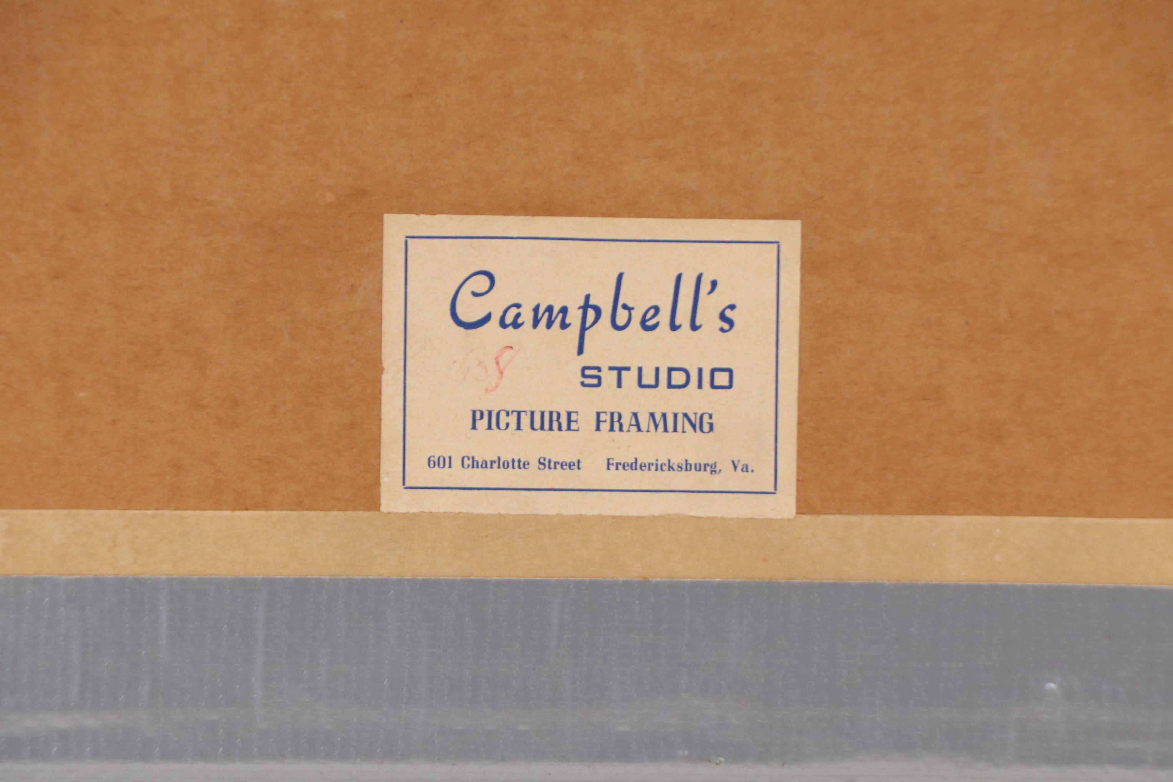 Albert W. Campbell Surrealist Style Watercolor and Goauche Painting