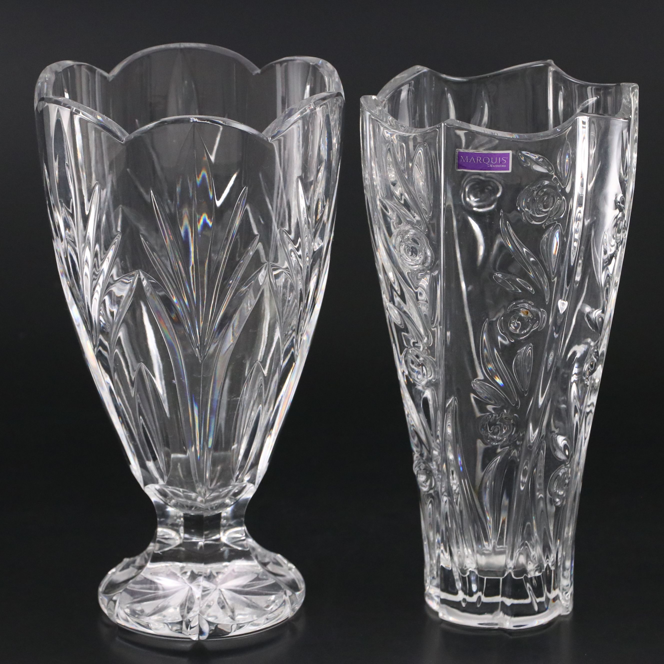 Marquis by Waterford "Canterbury" and "Rose Garden" Crystal Vases