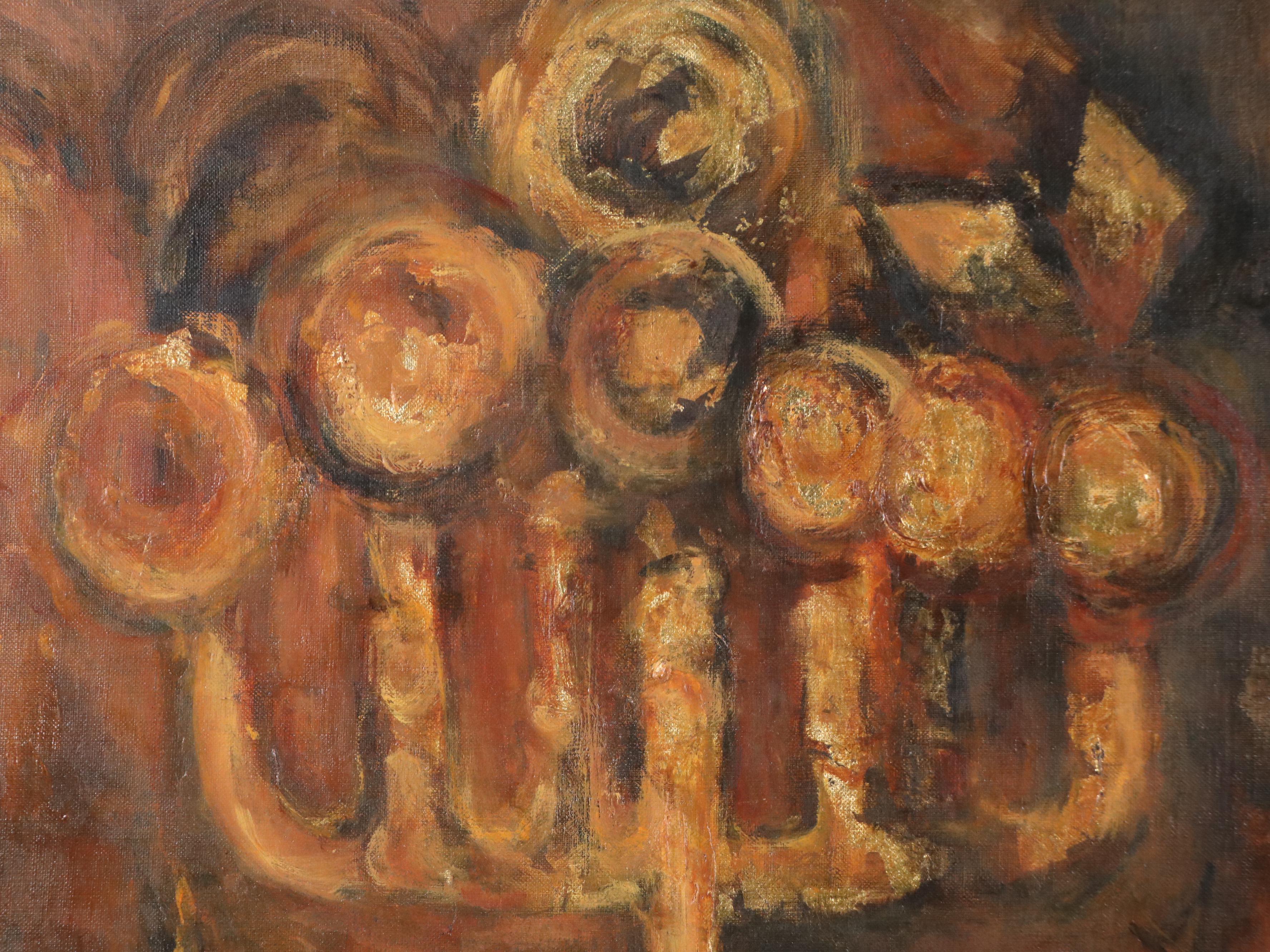 Judaica Still Life Scene Oil Painting, Mid-20th Century
