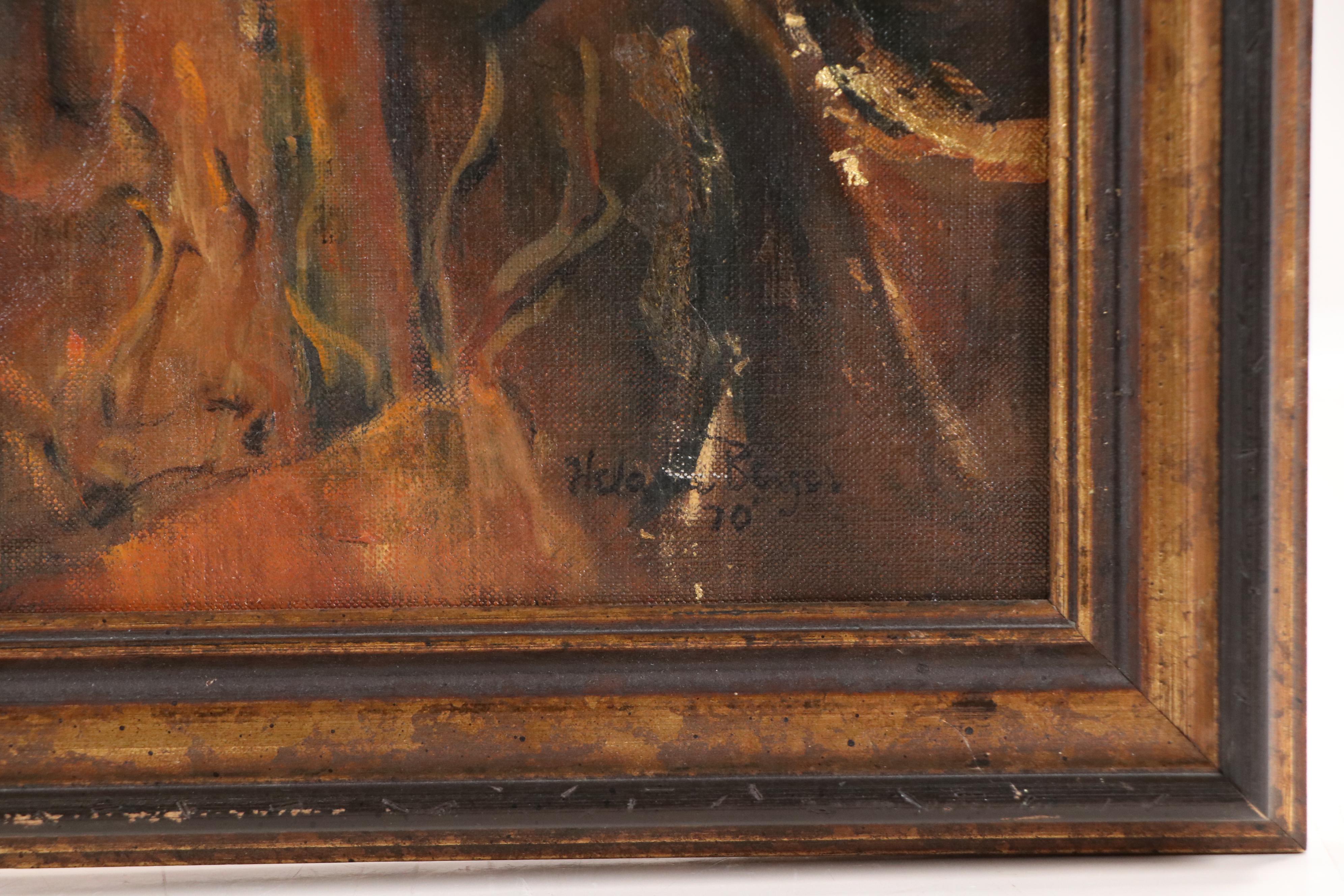 Judaica Still Life Scene Oil Painting, Mid-20th Century