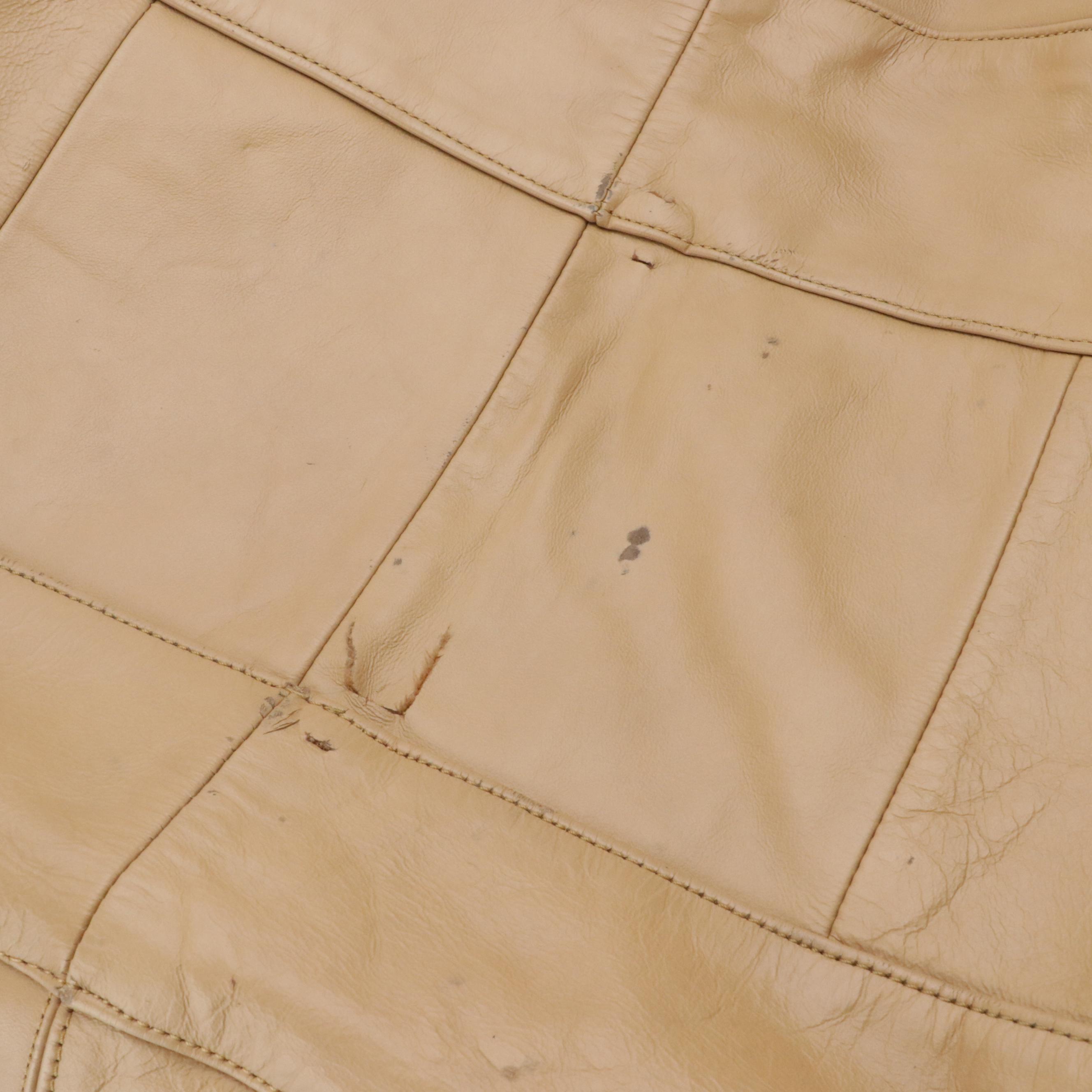 Ideal Vintage Beige Leather Travel Duffel Bag