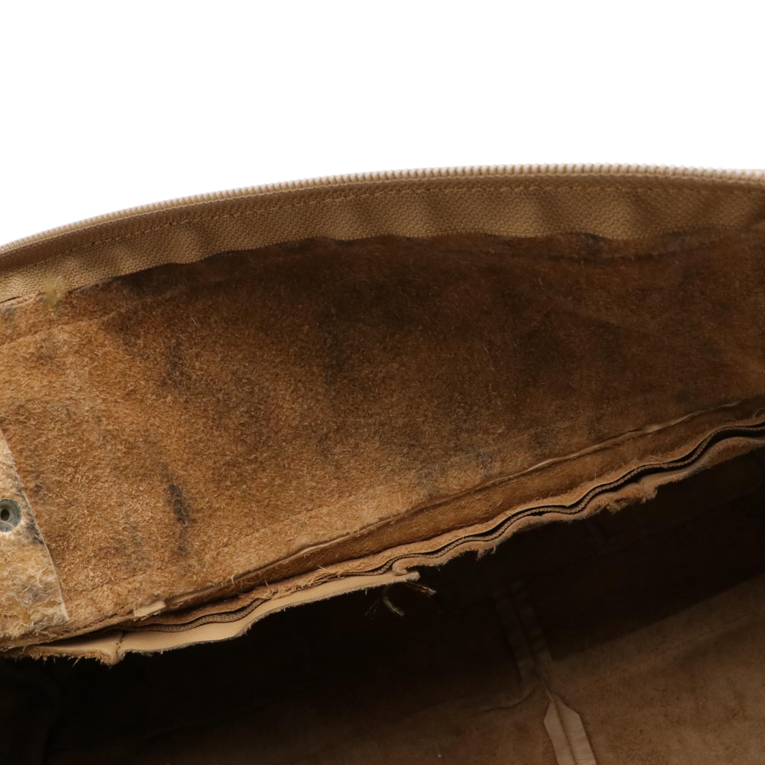 Ideal Vintage Beige Leather Travel Duffel Bag