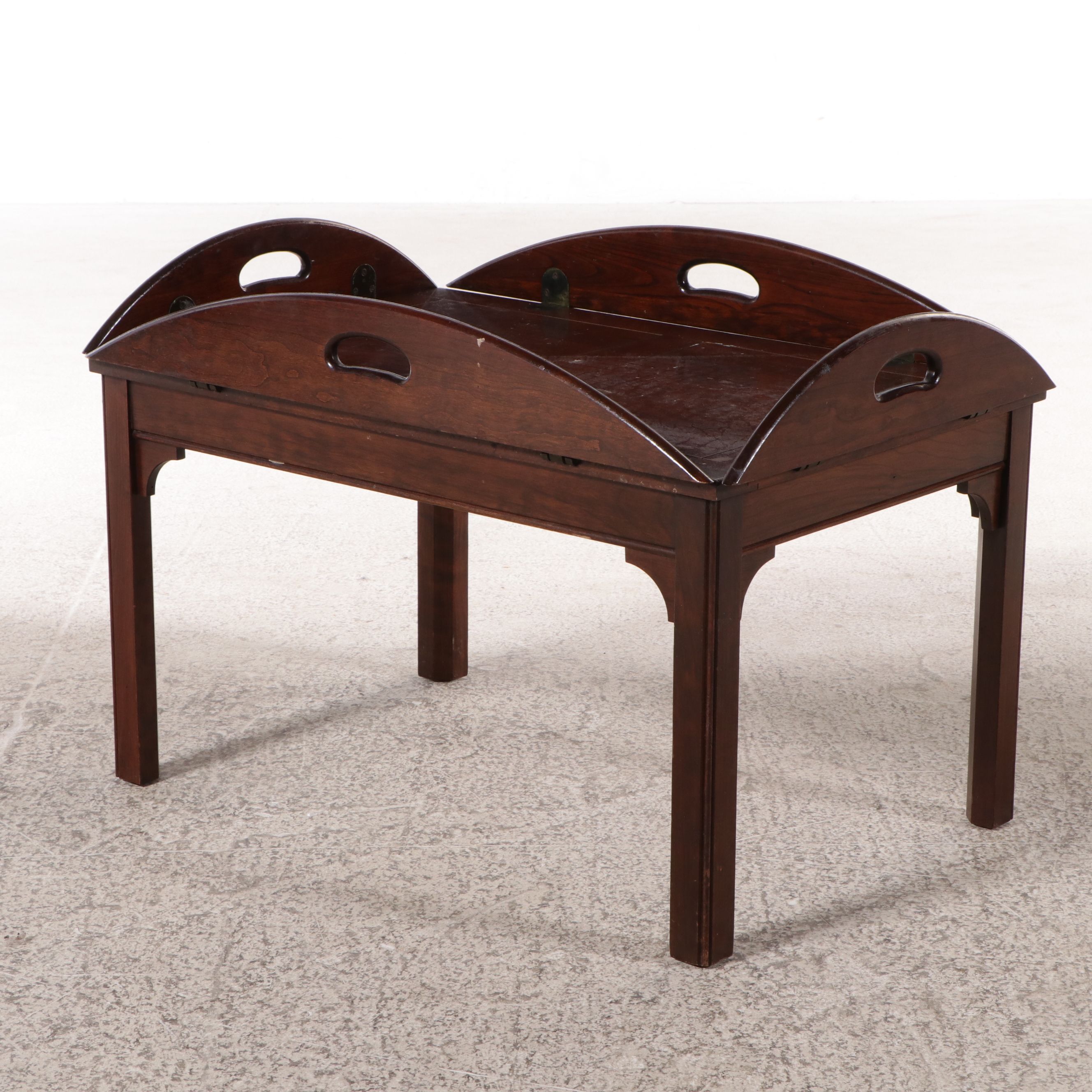 Chippendale Style Walnut Butler's Tray Table, Late 20th Century