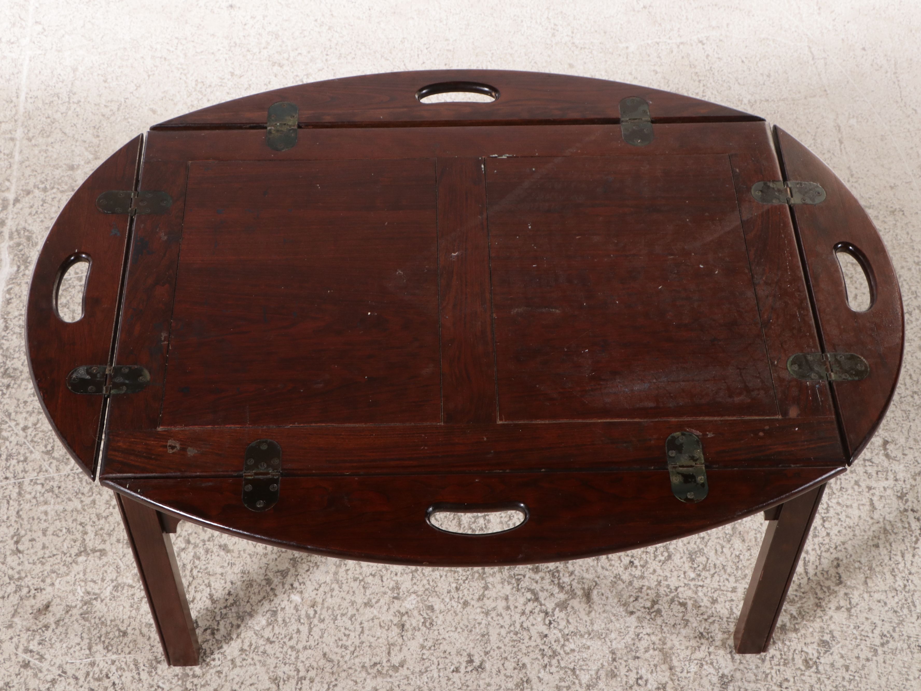 Chippendale Style Walnut Butler's Tray Table, Late 20th Century