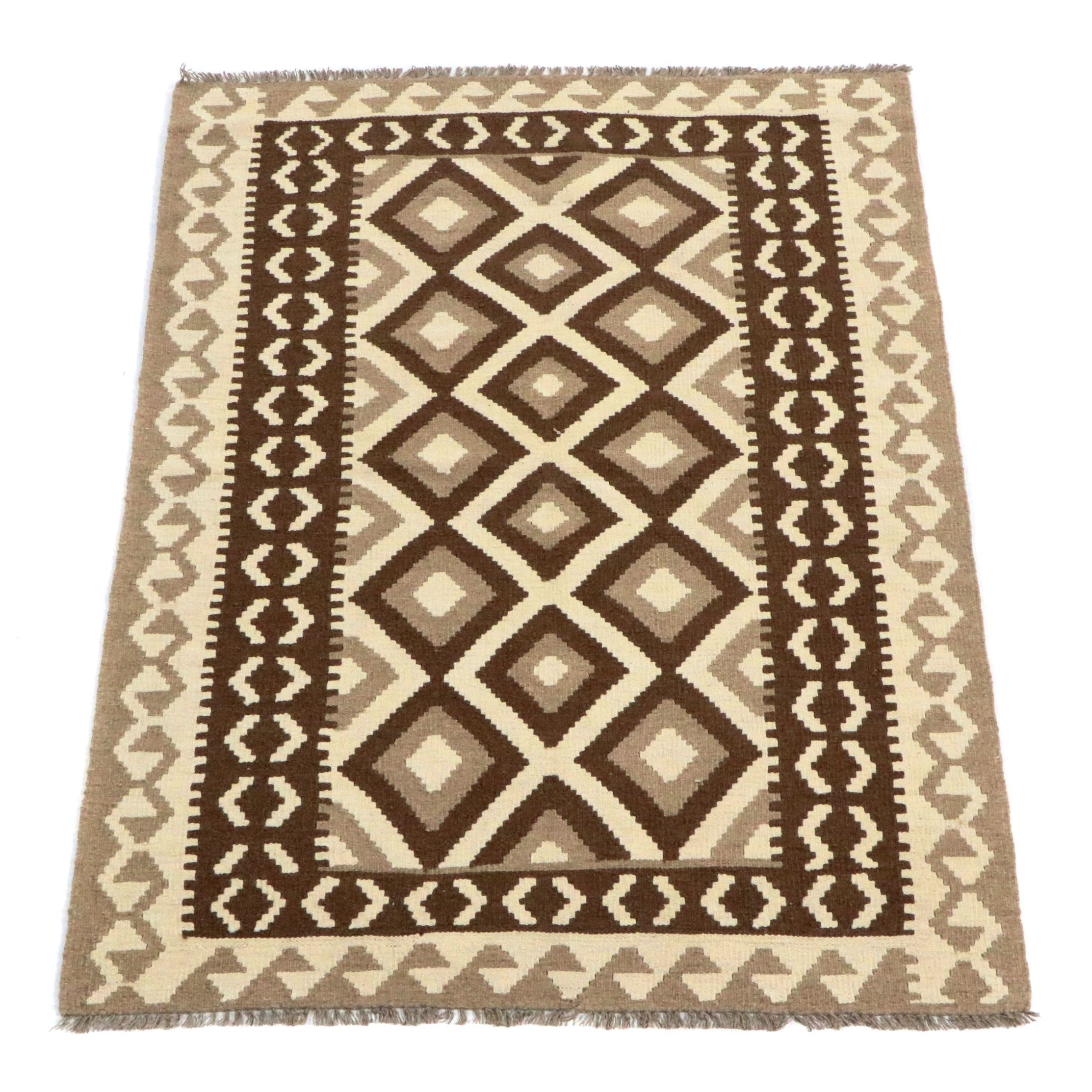 4'2 x 6'2 Handwoven Pakistani Kilim Area Rug