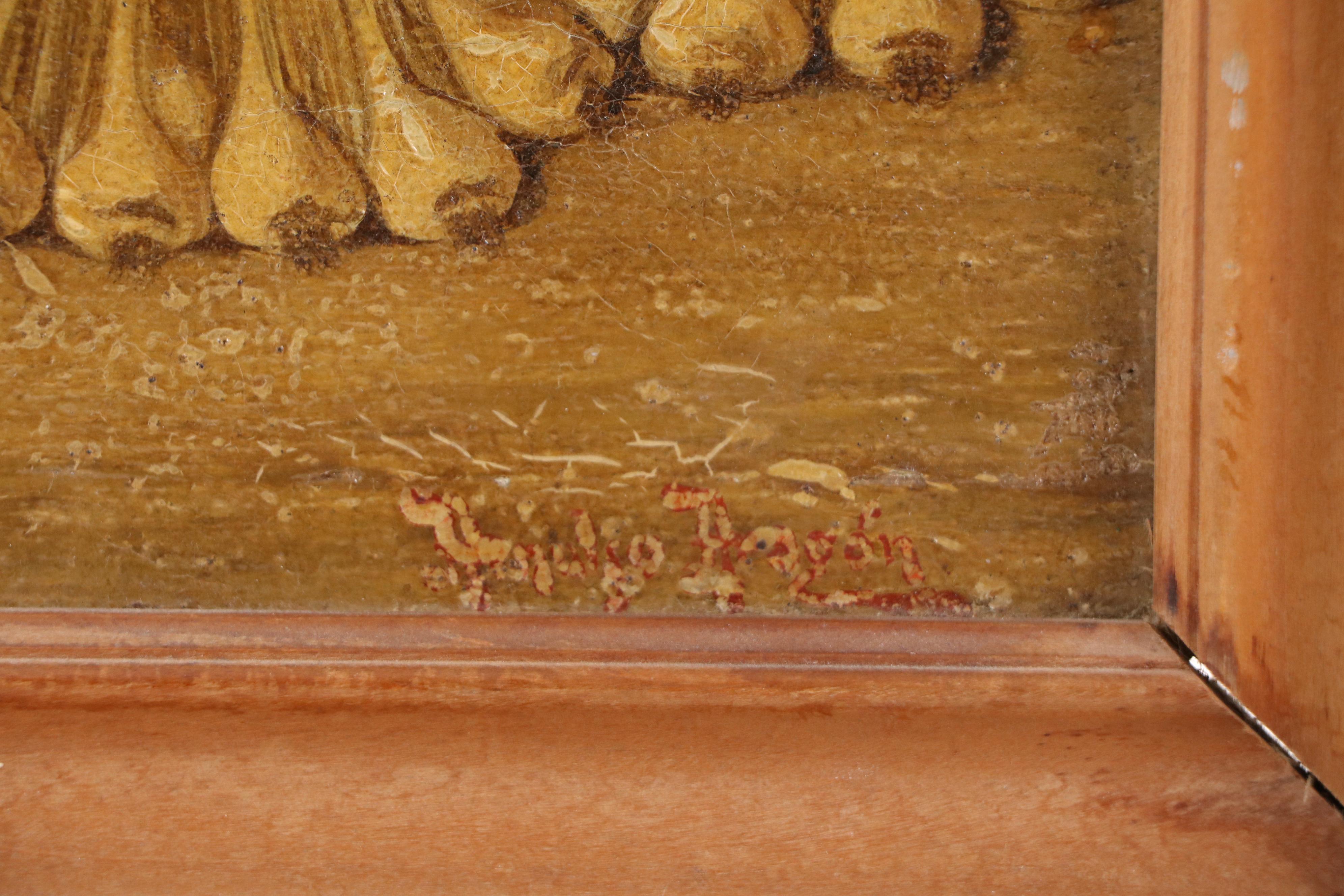 Latin American Genre Scene Oil Painting of Garlic Merchant, Circa 1940