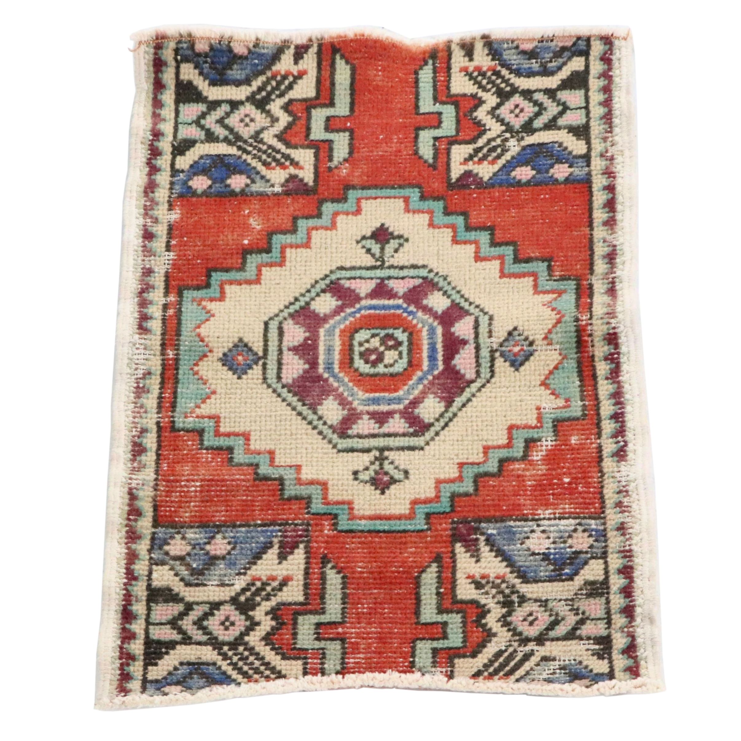 1'6 x 2'7 Hand-Knotted Turkish Anatolian Accent Rug