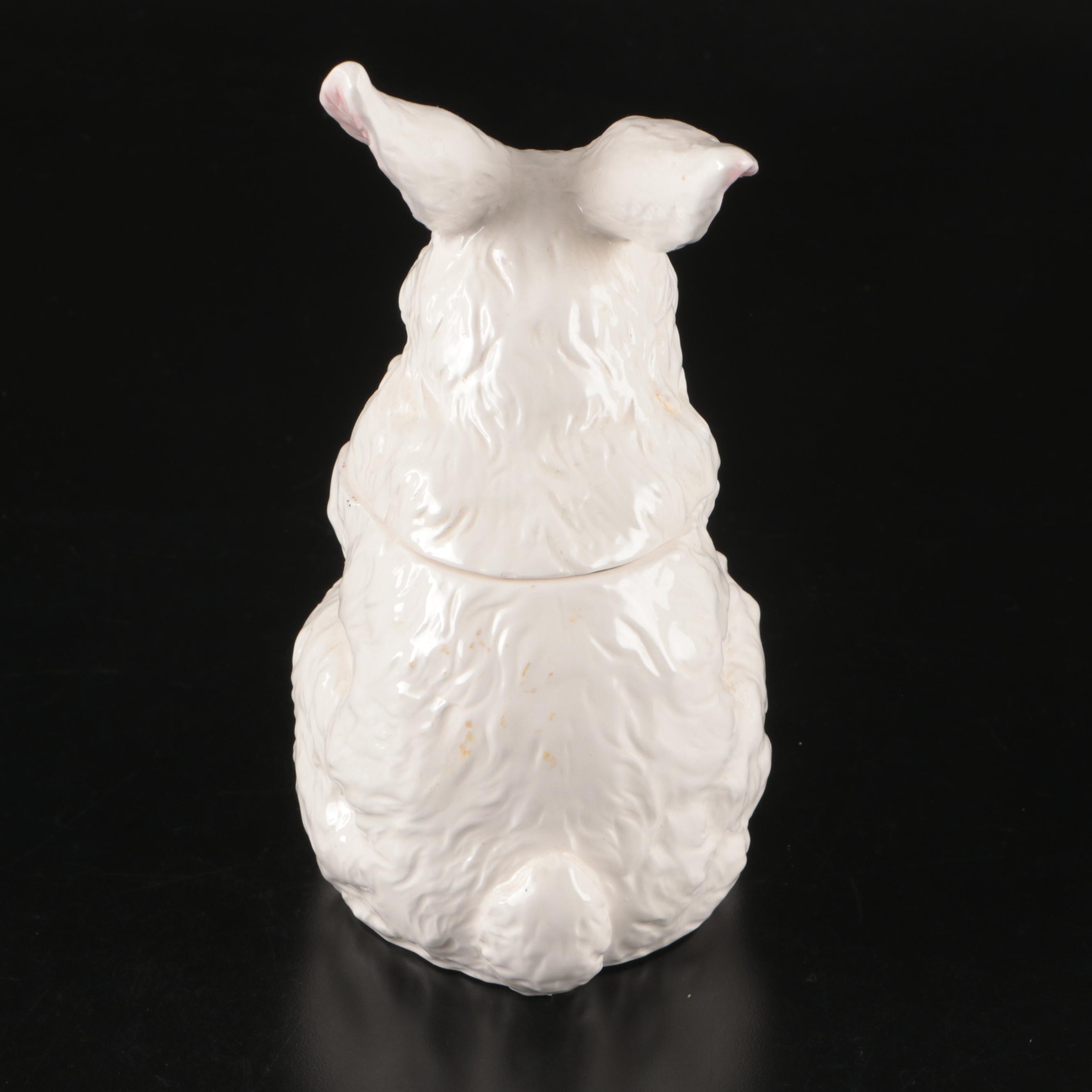 Adue Tosin Italian Ceramic Rabbits with Miniature Rabbit Tureen and Carrot Ladle