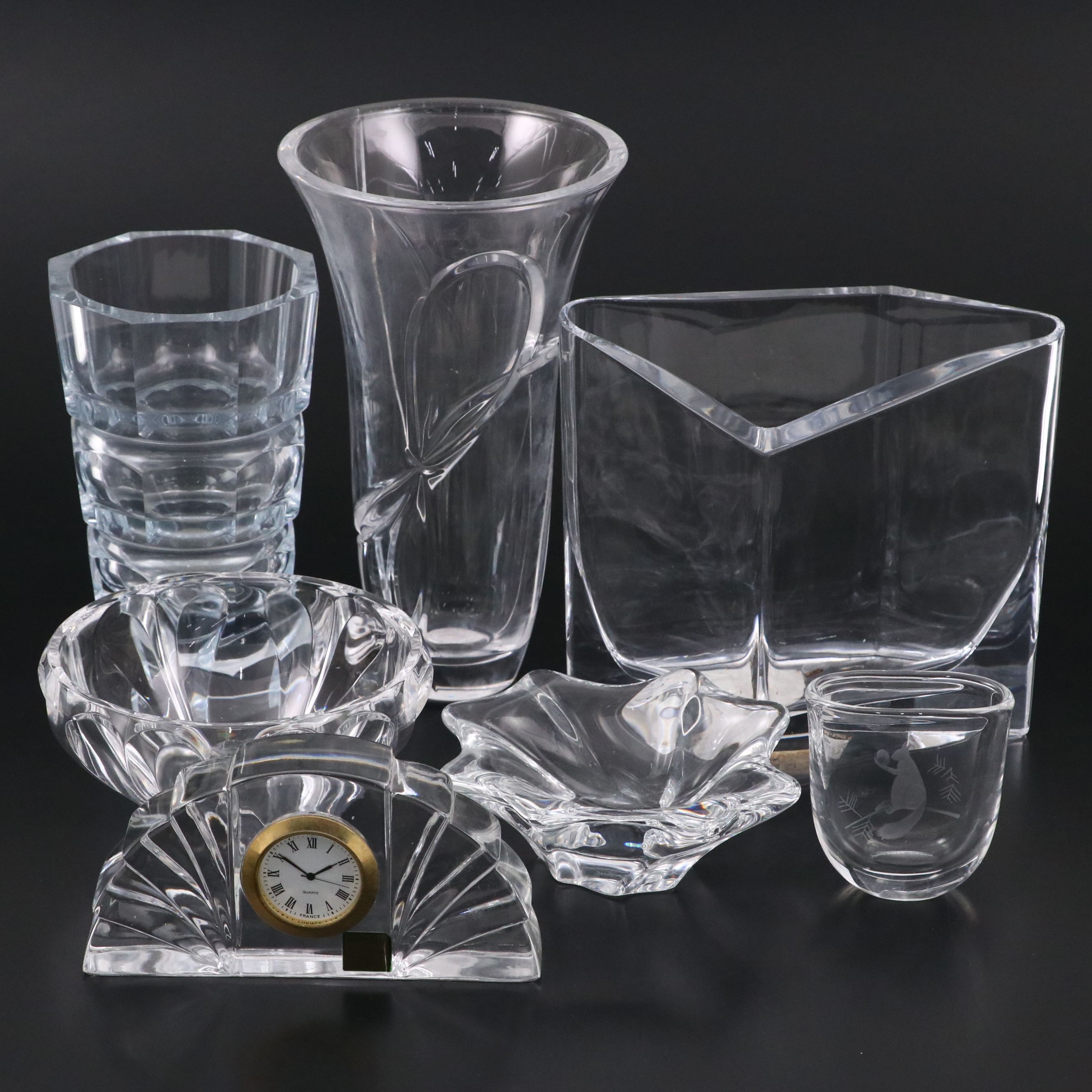 Baccarat Crystal Bowl, Marquis Crystal Desk Clock, and More Crystal Décor