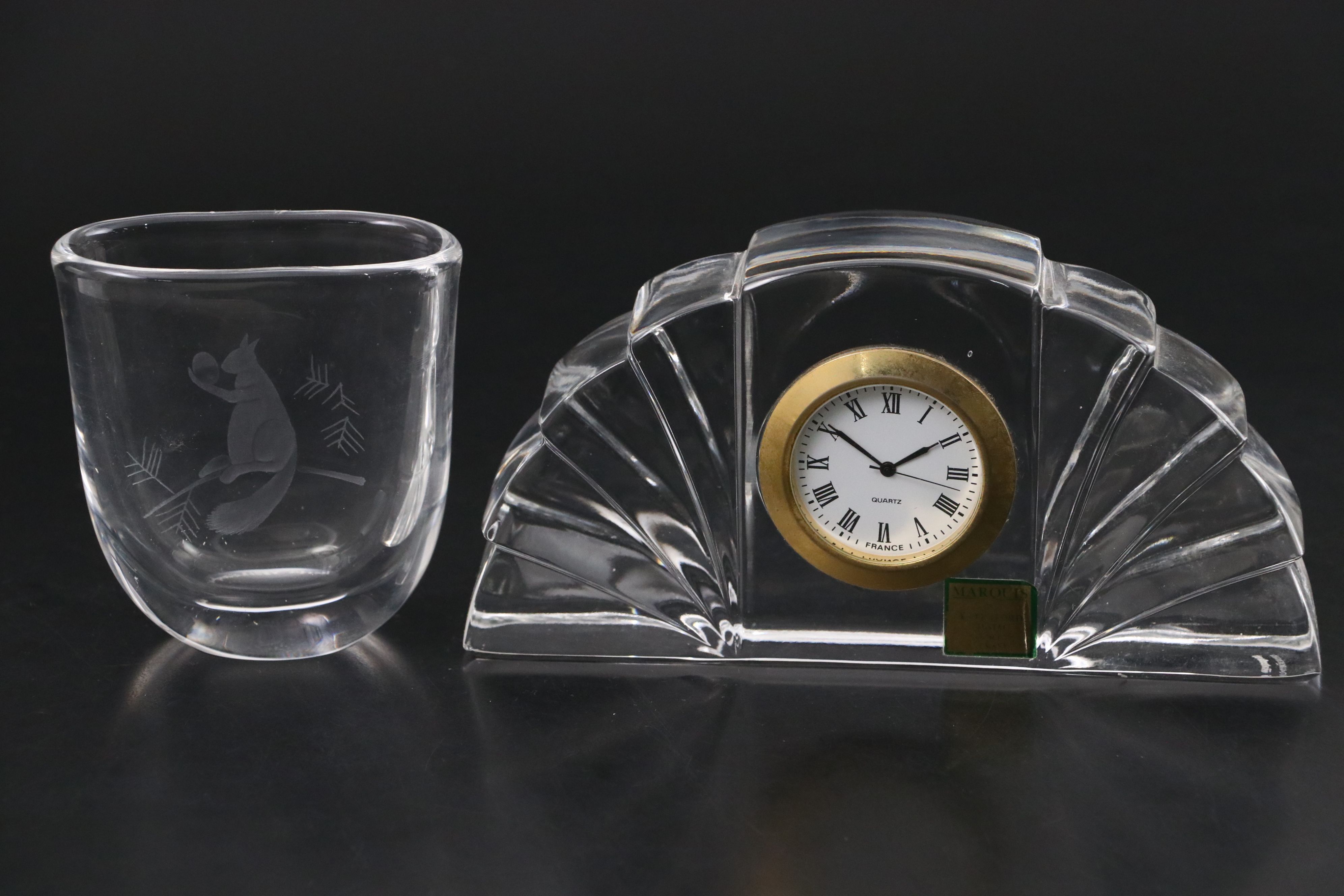 Baccarat Crystal Bowl, Marquis Crystal Desk Clock, and More Crystal Décor