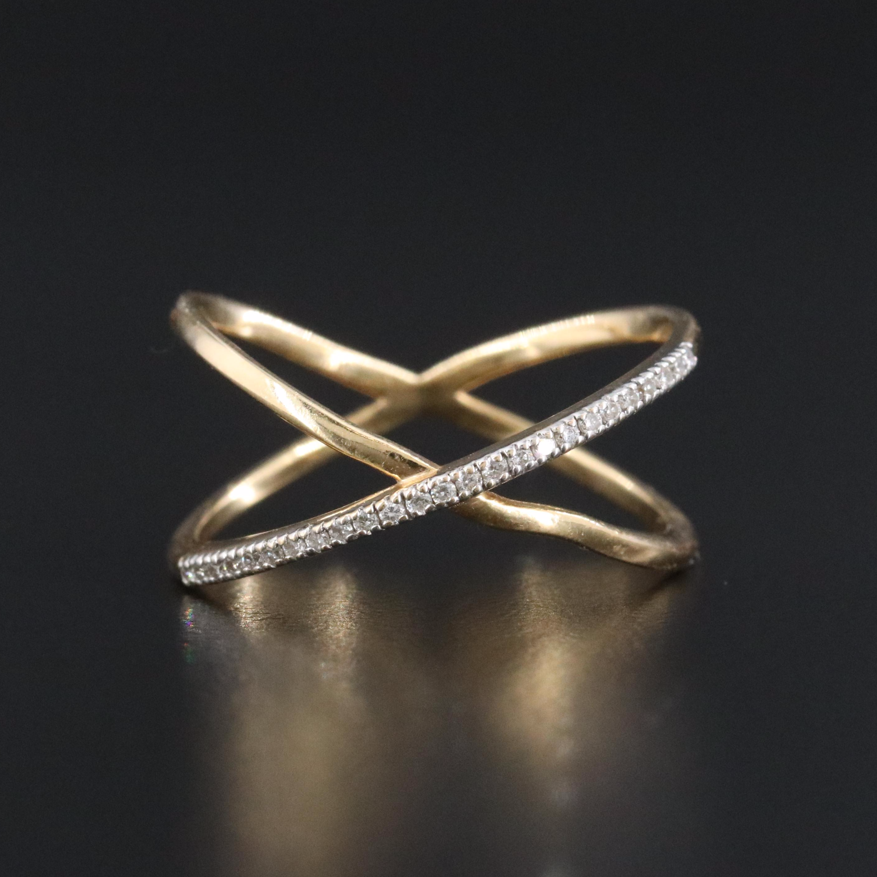 14K 0.09 CTW Diamond Crossover Ring