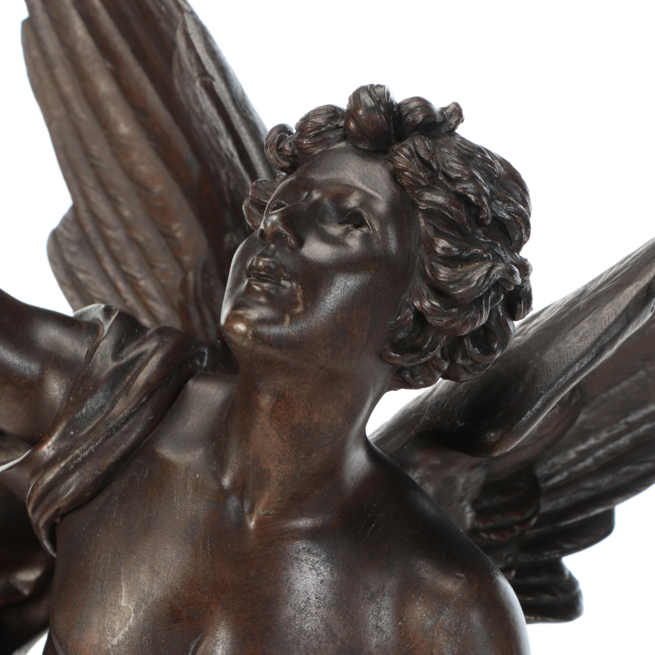 Neoclassical Style Cast Metal Figural Table Lamp After Emile Bruchon