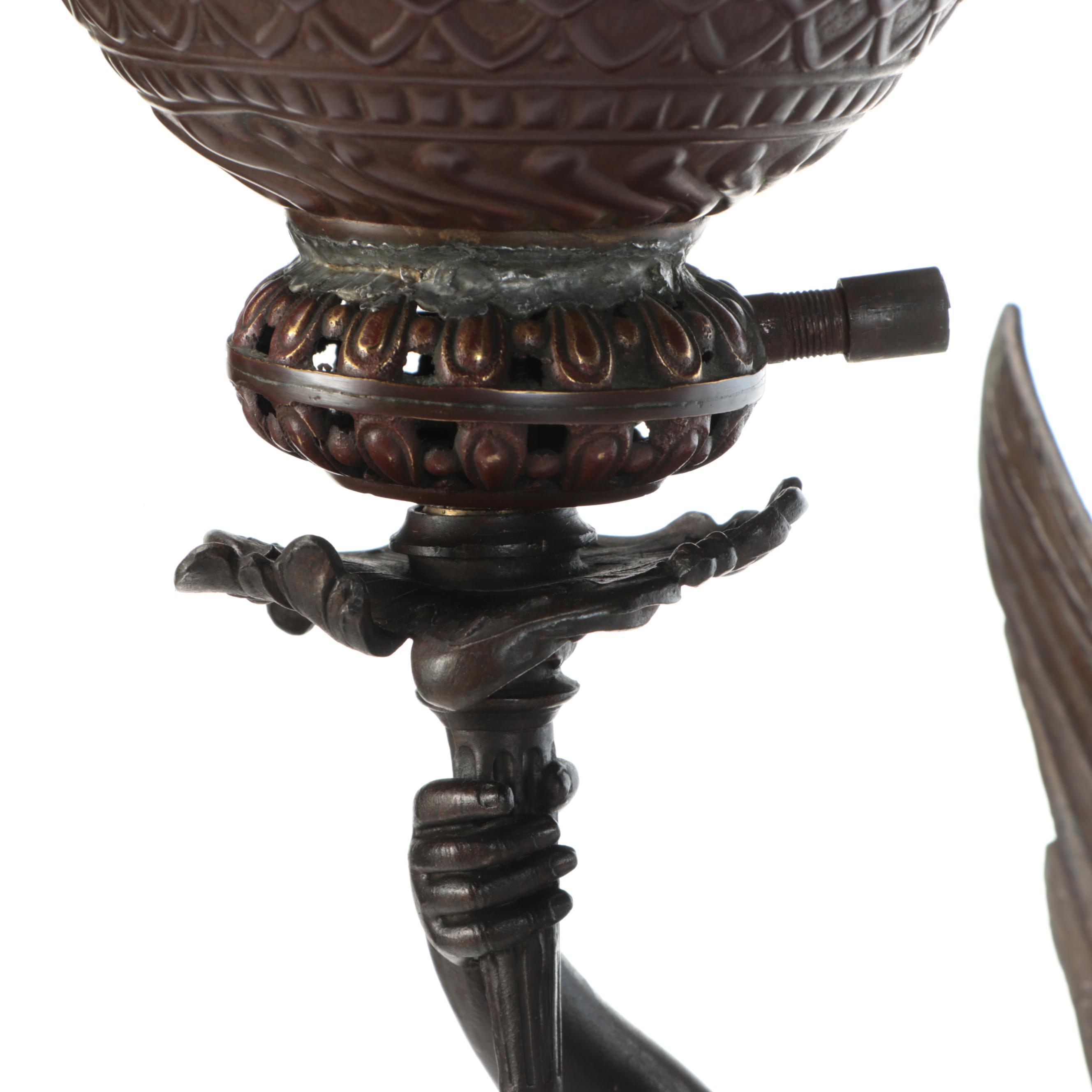 Neoclassical Style Cast Metal Figural Table Lamp After Emile Bruchon