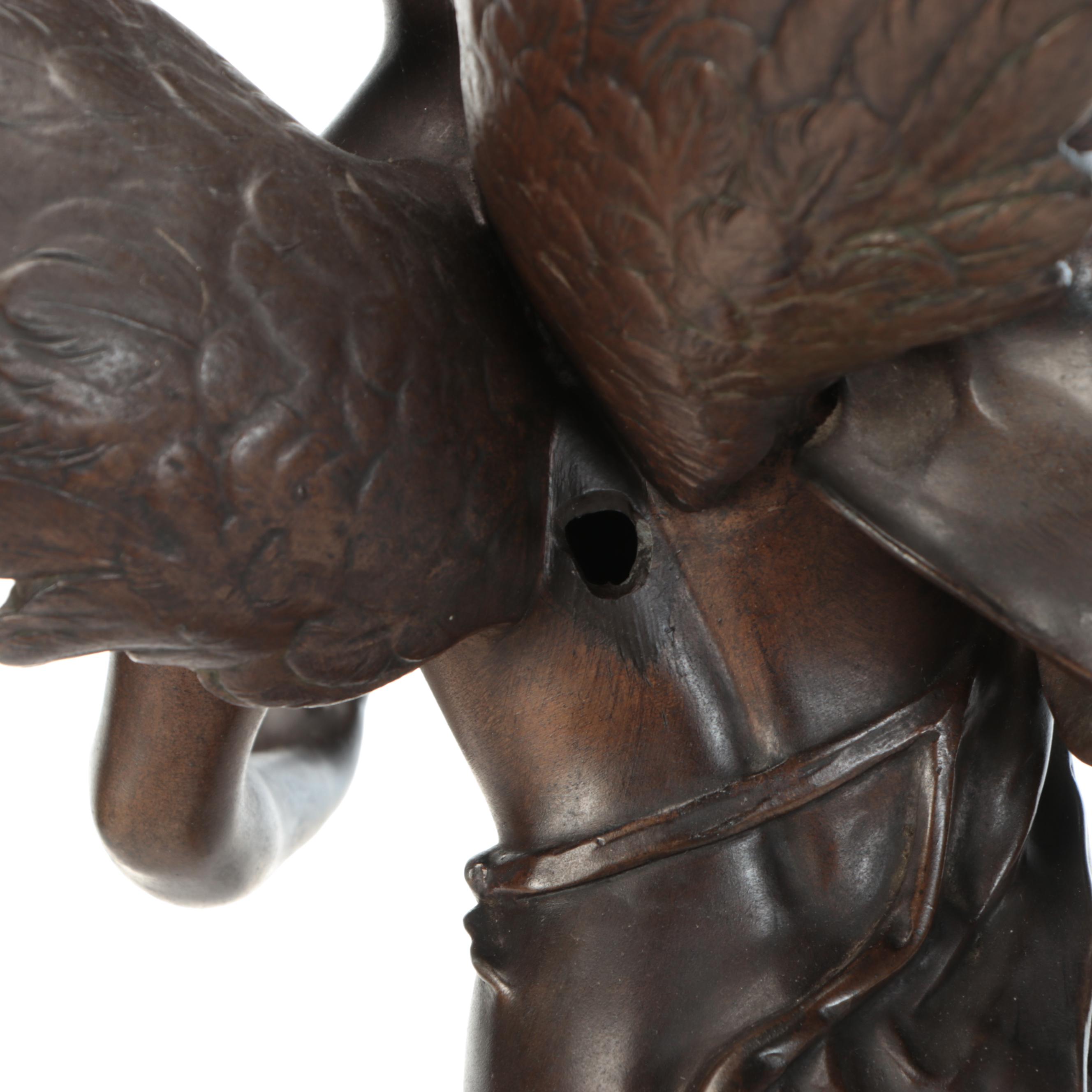 Neoclassical Style Cast Metal Figural Table Lamp After Emile Bruchon