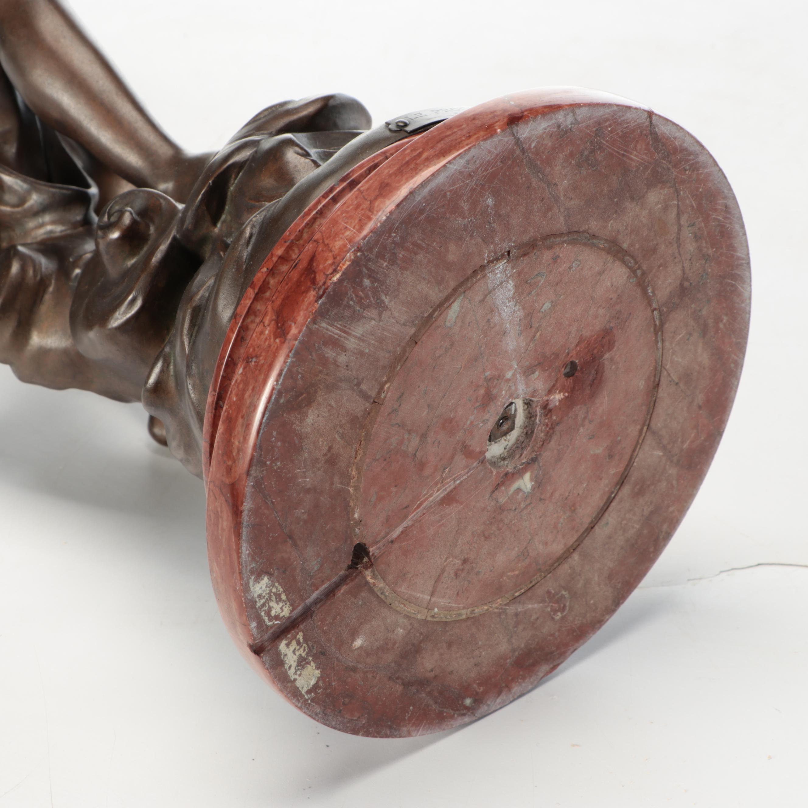 Neoclassical Style Cast Metal Figural Table Lamp After Emile Bruchon