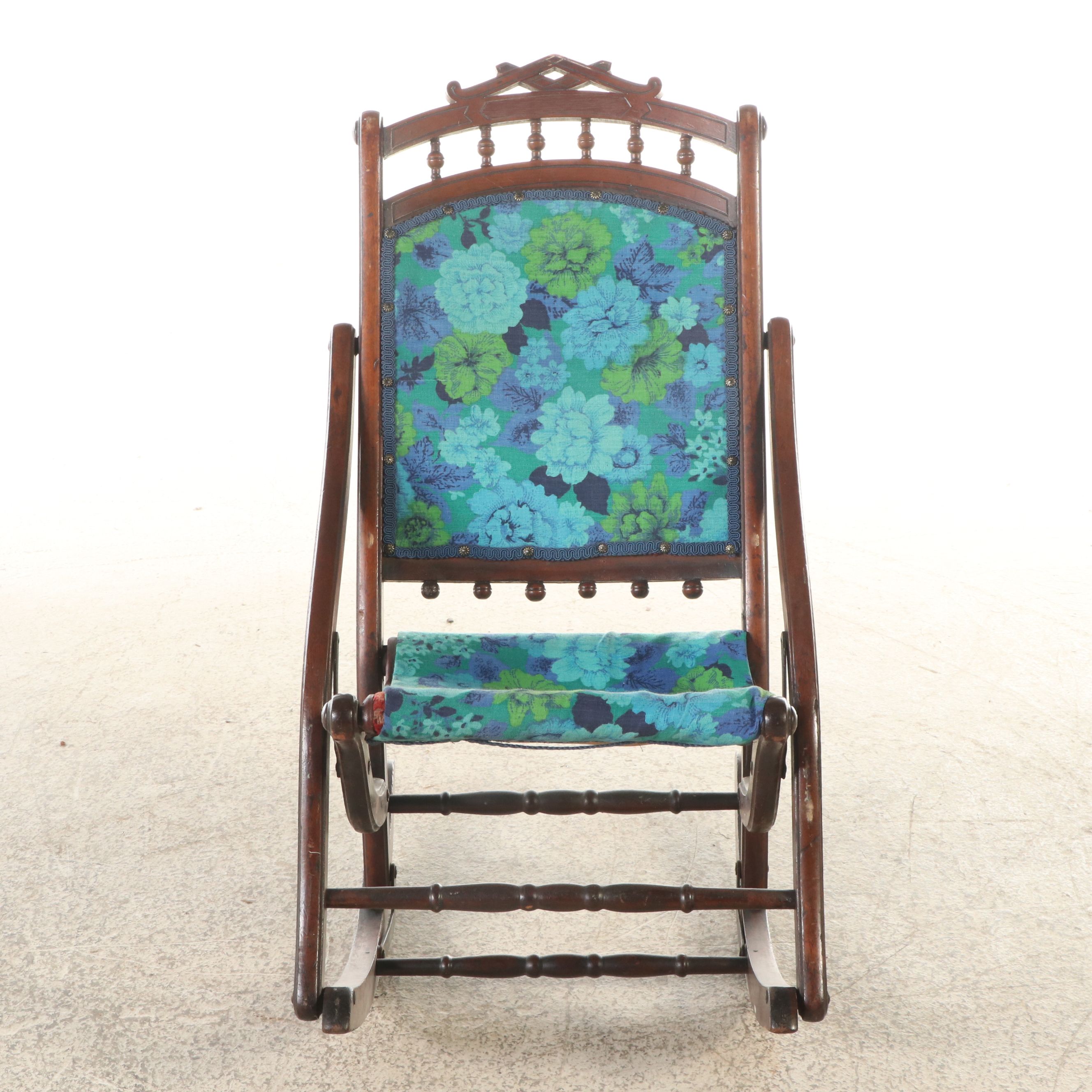 Victorian Carved Walnut Rocking Chair, Late 19th/ Early 20th Century