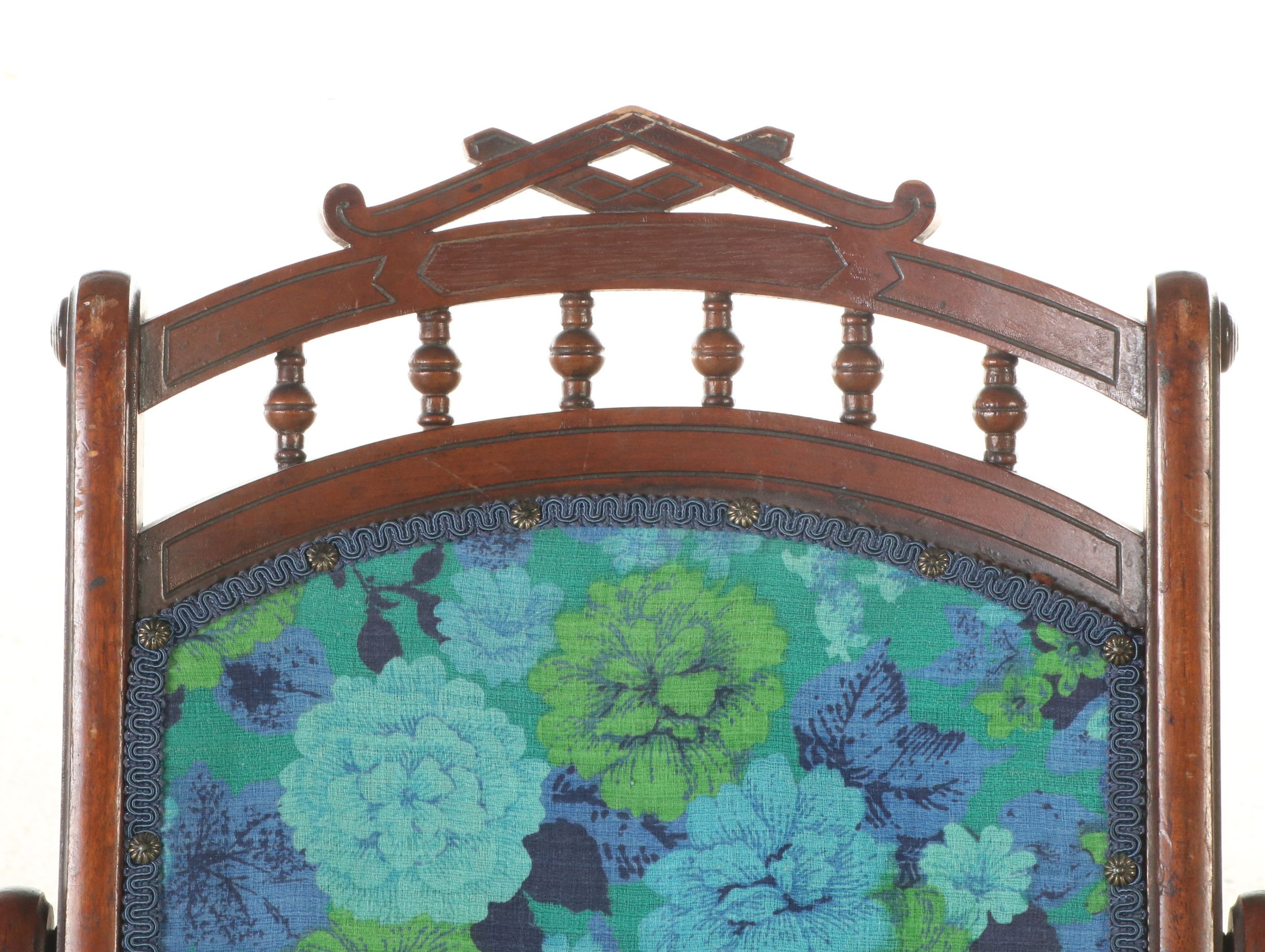 Victorian Carved Walnut Rocking Chair, Late 19th/ Early 20th Century