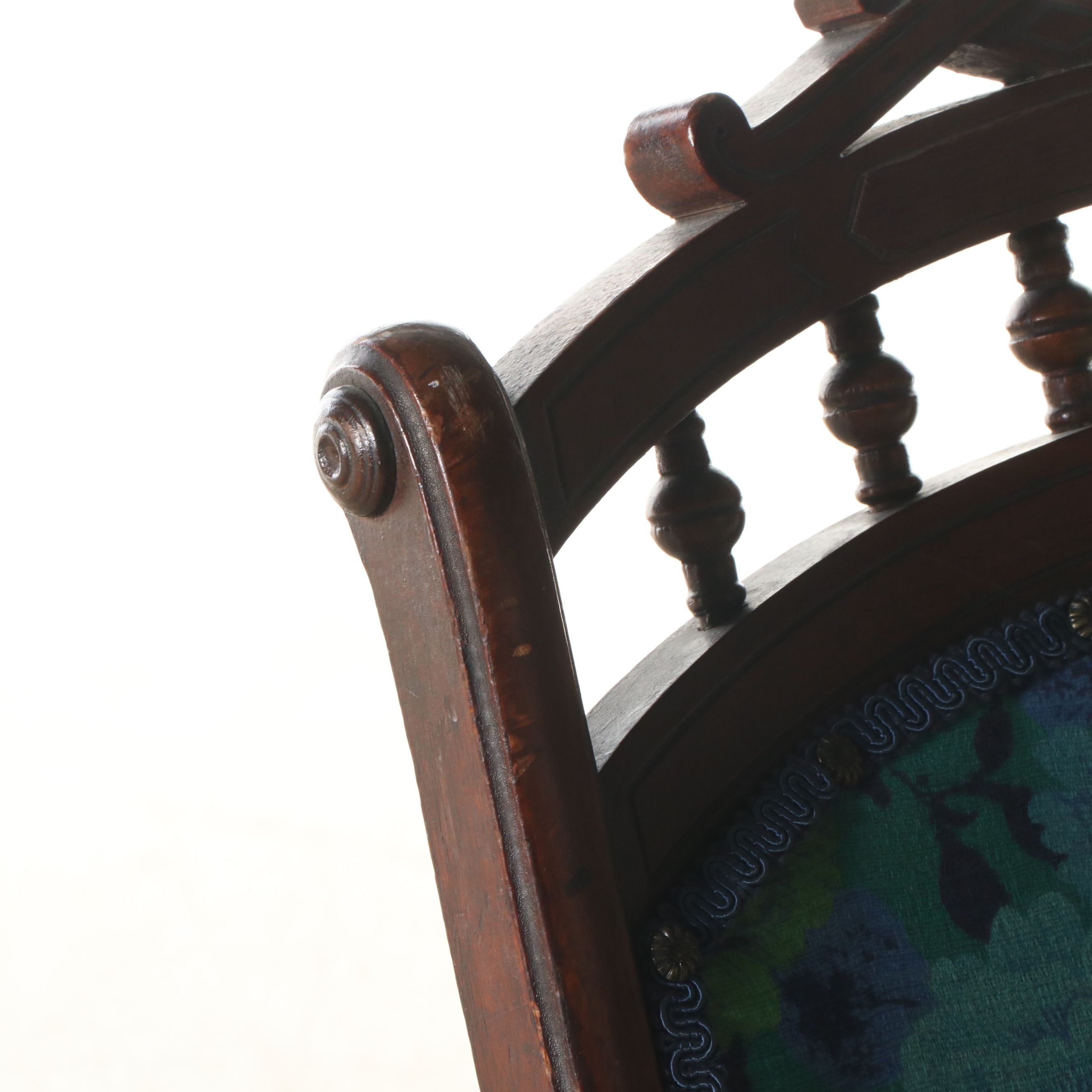 Victorian Carved Walnut Rocking Chair, Late 19th/ Early 20th Century