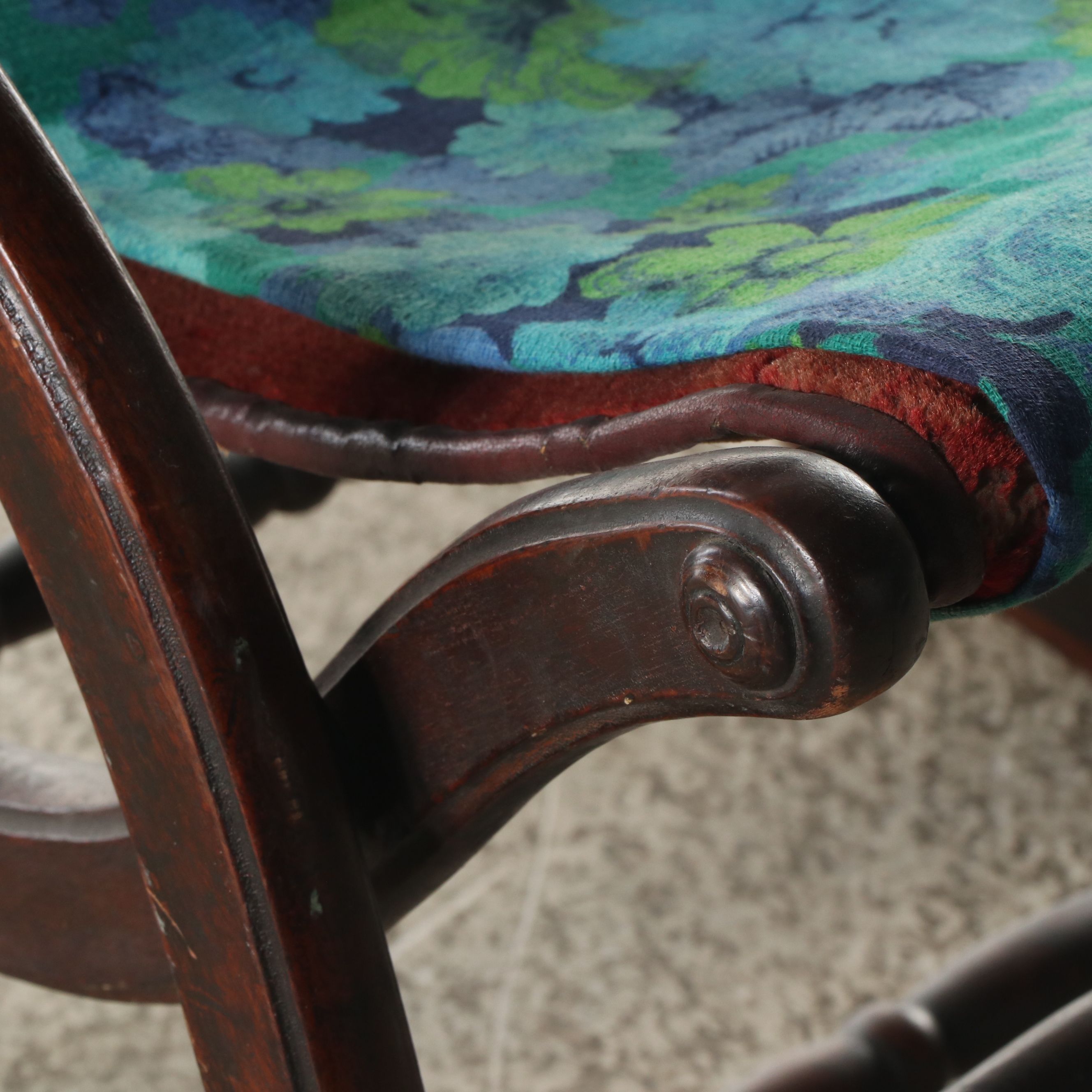 Victorian Carved Walnut Rocking Chair, Late 19th/ Early 20th Century