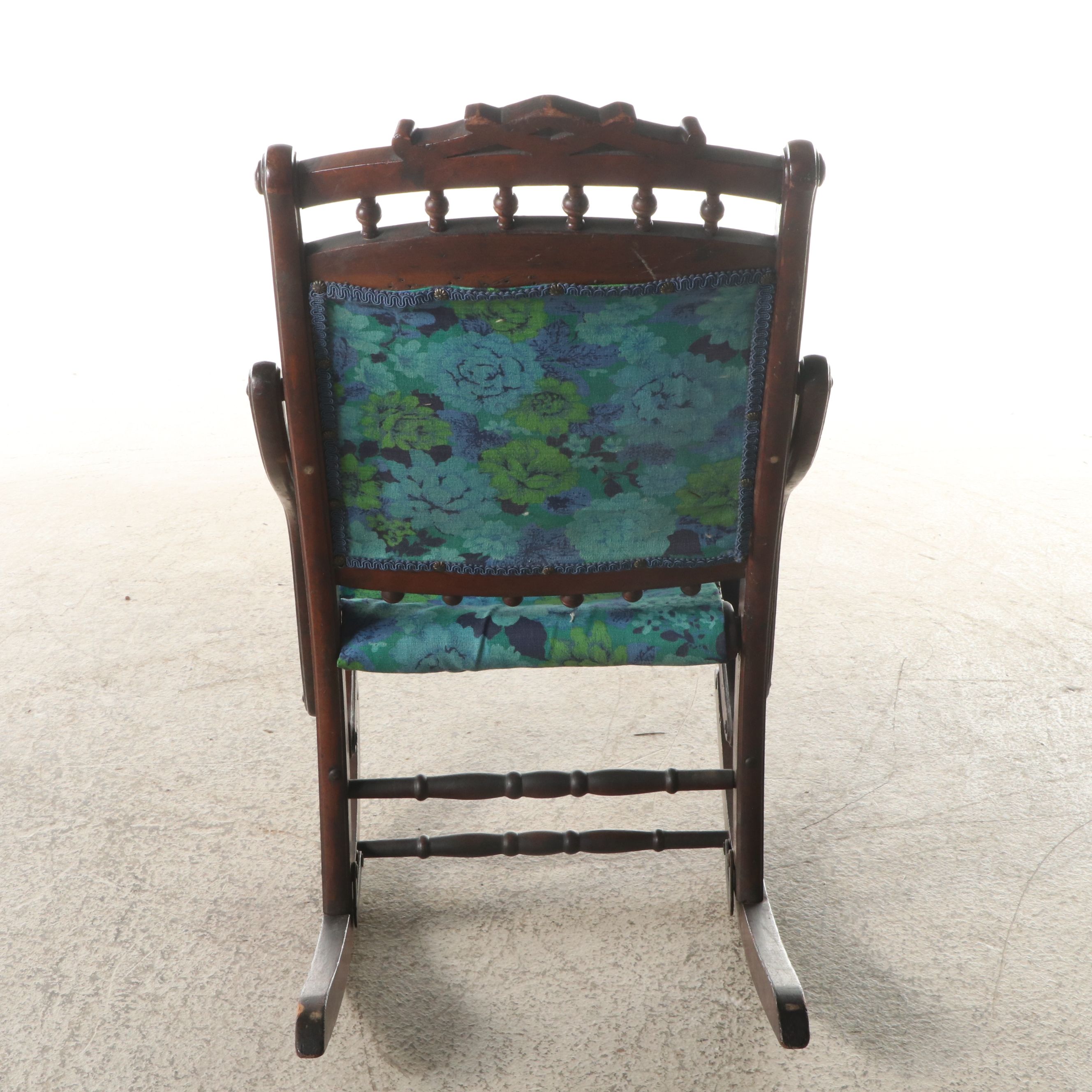 Victorian Carved Walnut Rocking Chair, Late 19th/ Early 20th Century