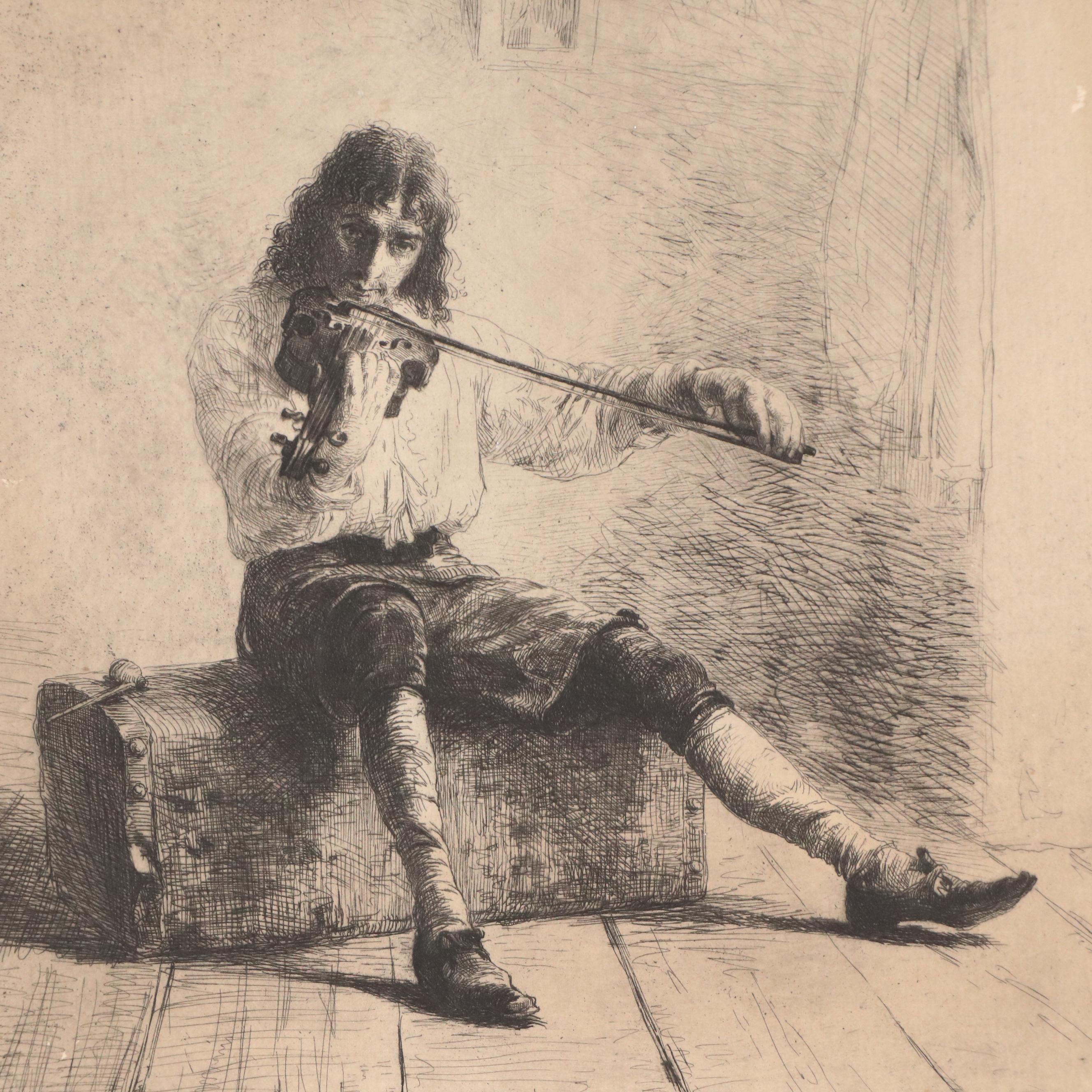 Etching After Ignaz Marcel Gaugengigl "And Drive Dull Care Away," 1883