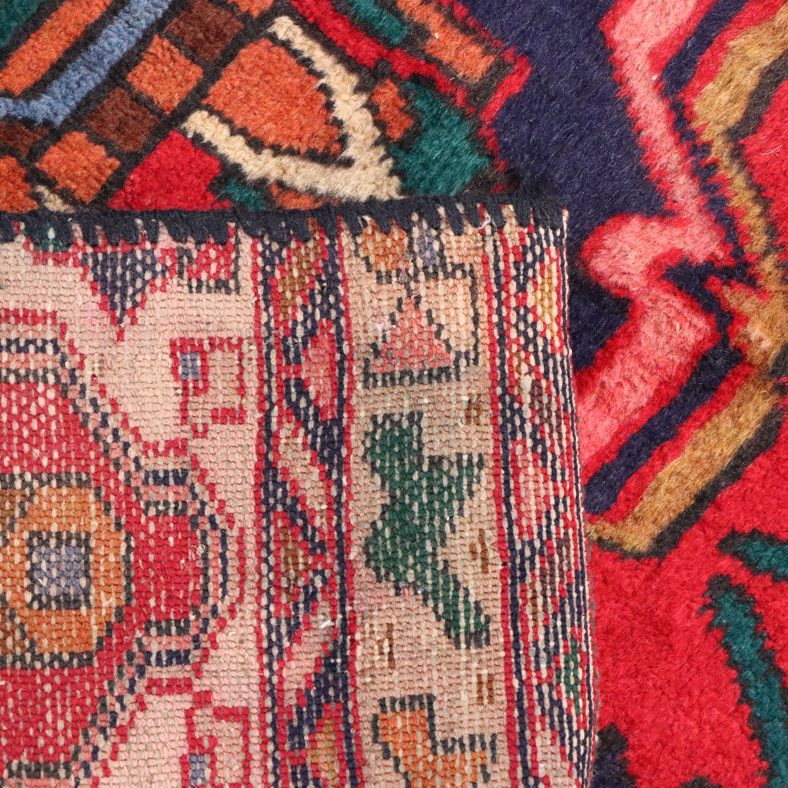 2' x 4'3 Hand-Knotted Persian Hamadan Remnant Accent Rug