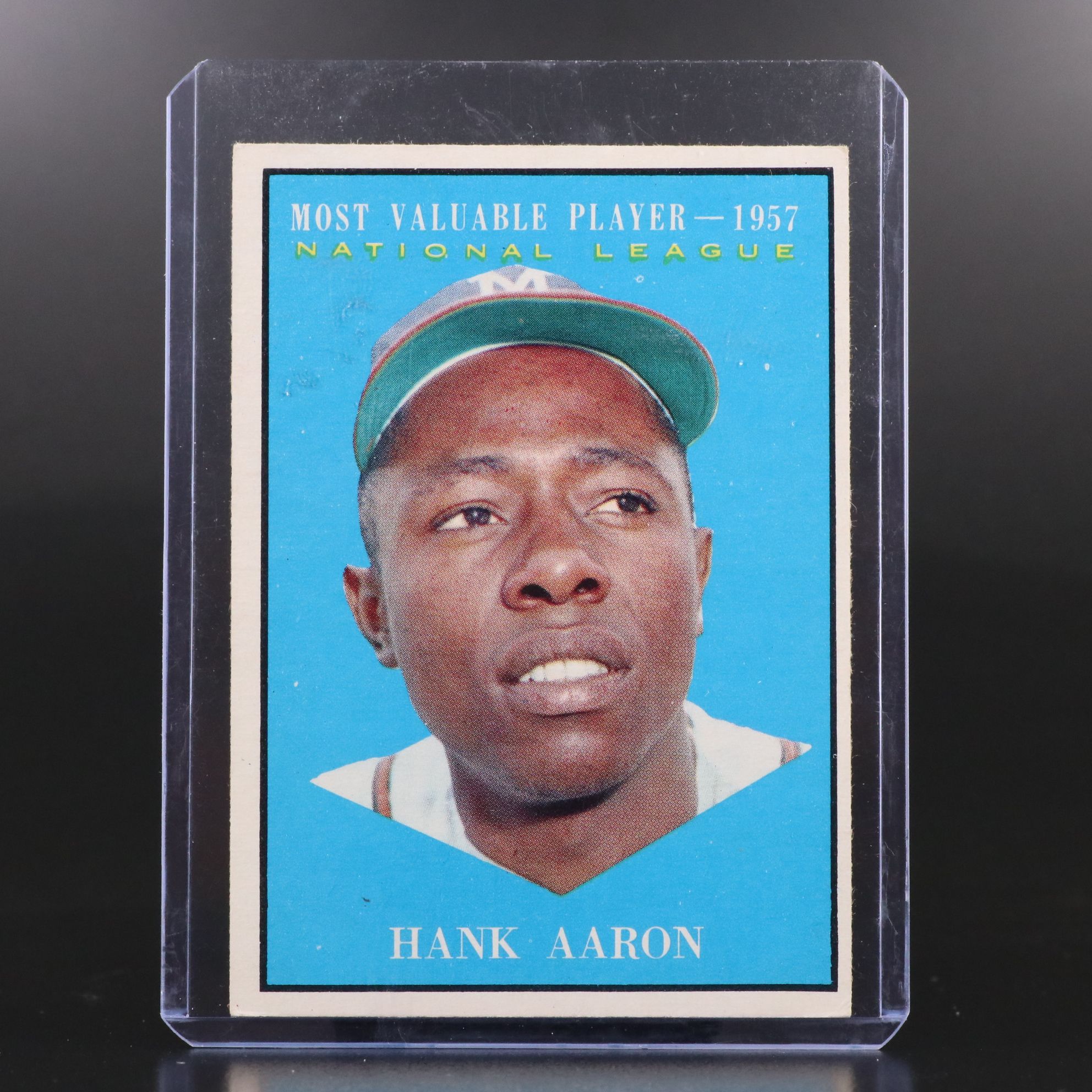 1961 Topps Hank Aaron Milwaukee Braves and MVP Baseball Cards