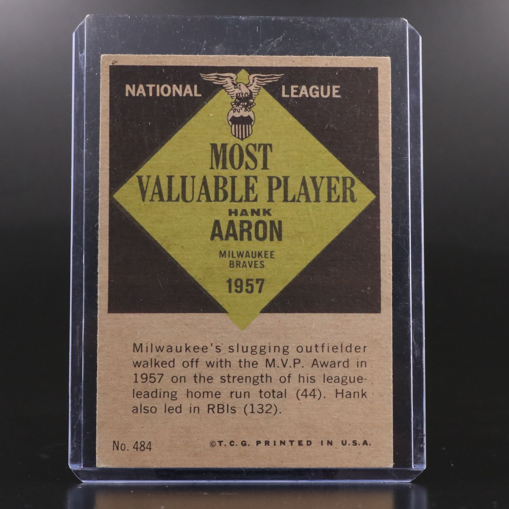 1961 Topps Hank Aaron Milwaukee Braves and MVP Baseball Cards