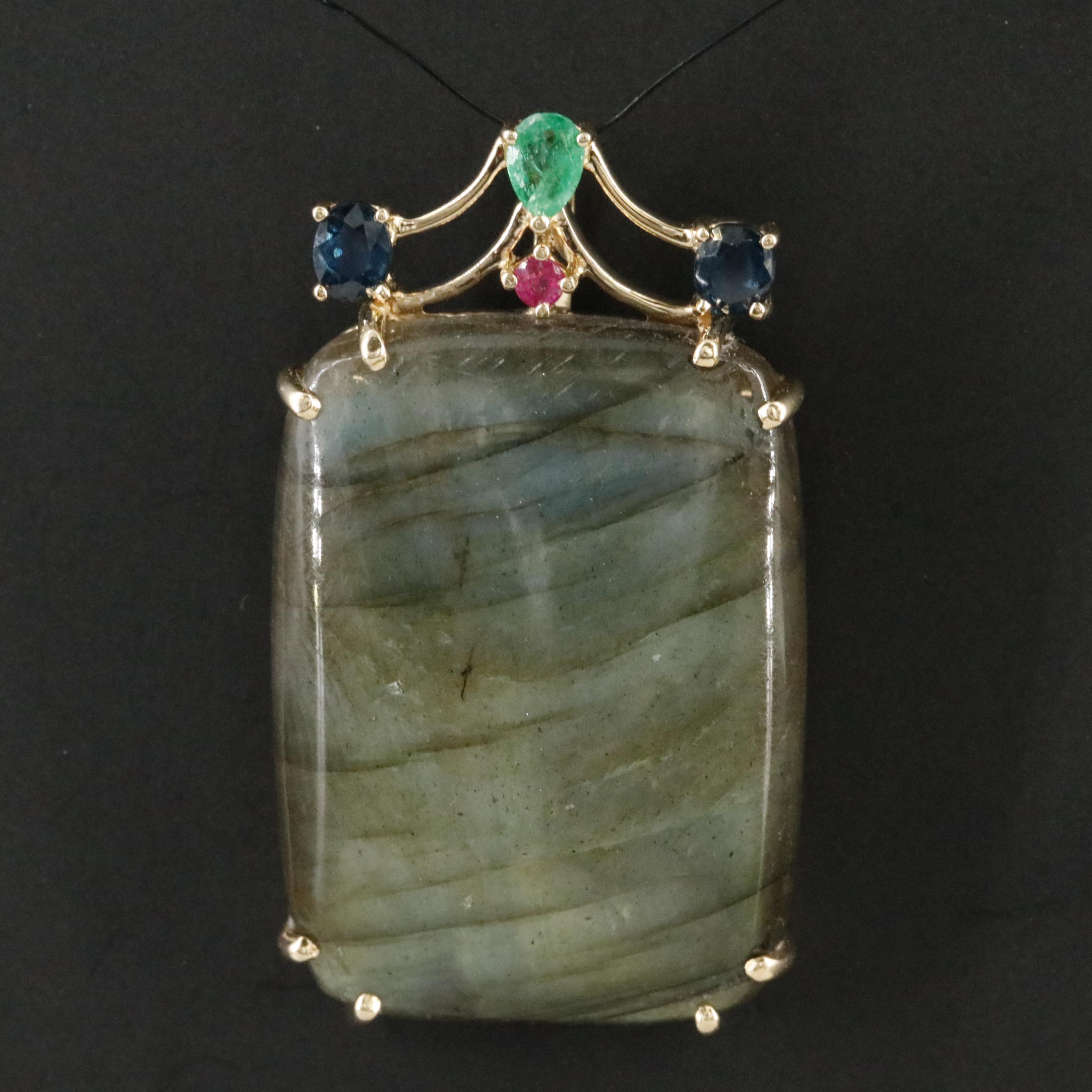 Sajen 14K Labradorite, Ruby, Emerald, and Sapphire Pendant